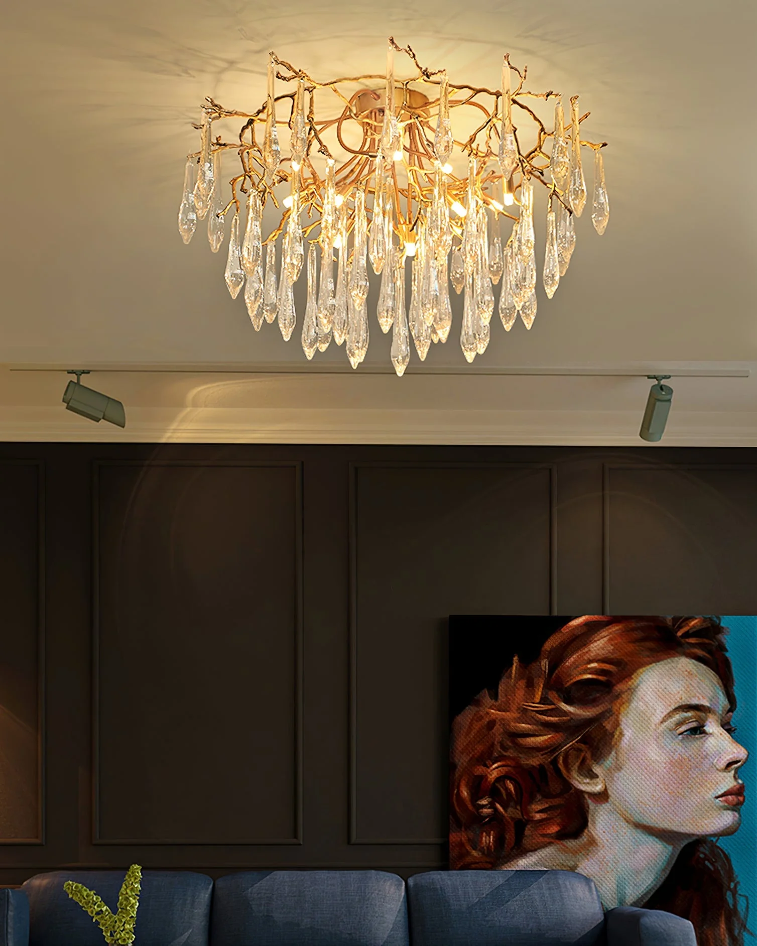 Teardrop Round Crystal Ceiling Lamp - Image 3