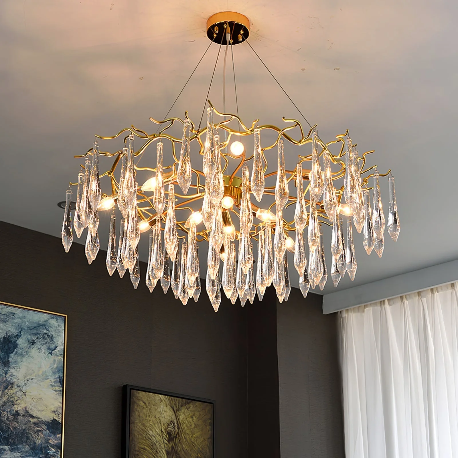 Teardrop Round Crystal Chandelier - Image 4