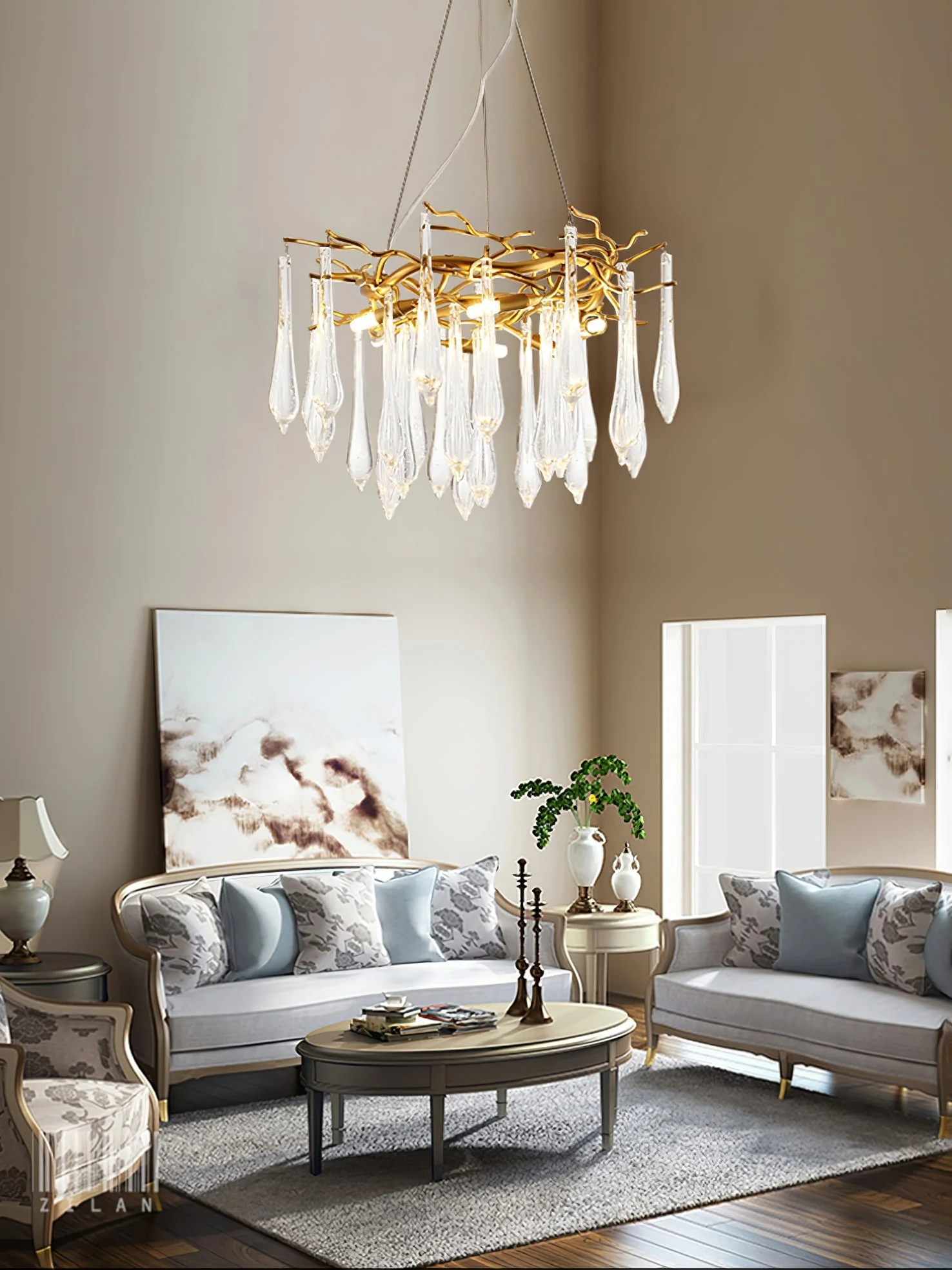 Teardrop Round Crystal Chandelier - Image 7