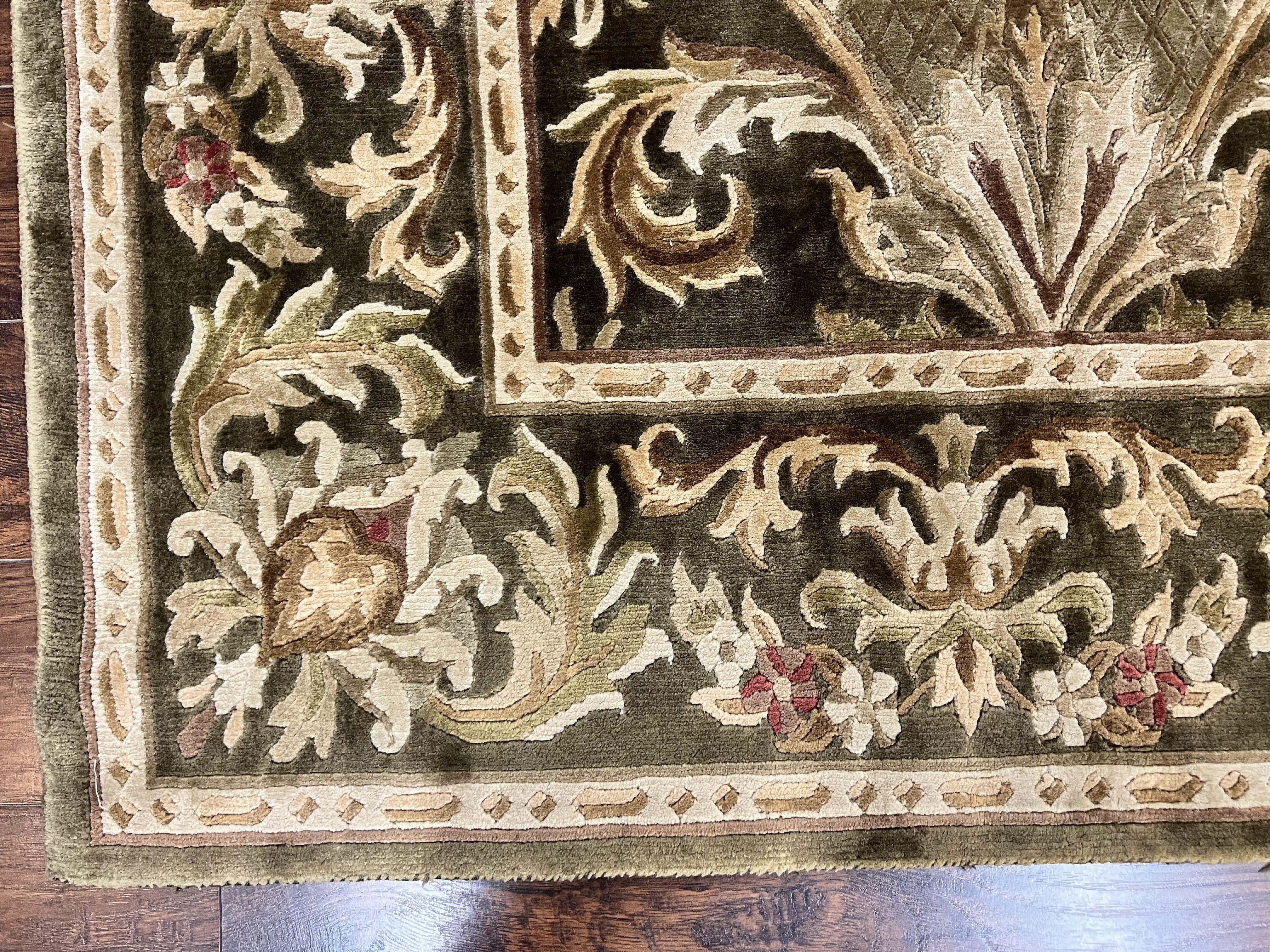 Tibetan Rug 8x10, European Design, Floral, Green, Handmade, Wool, Nepali Rug - Image 8