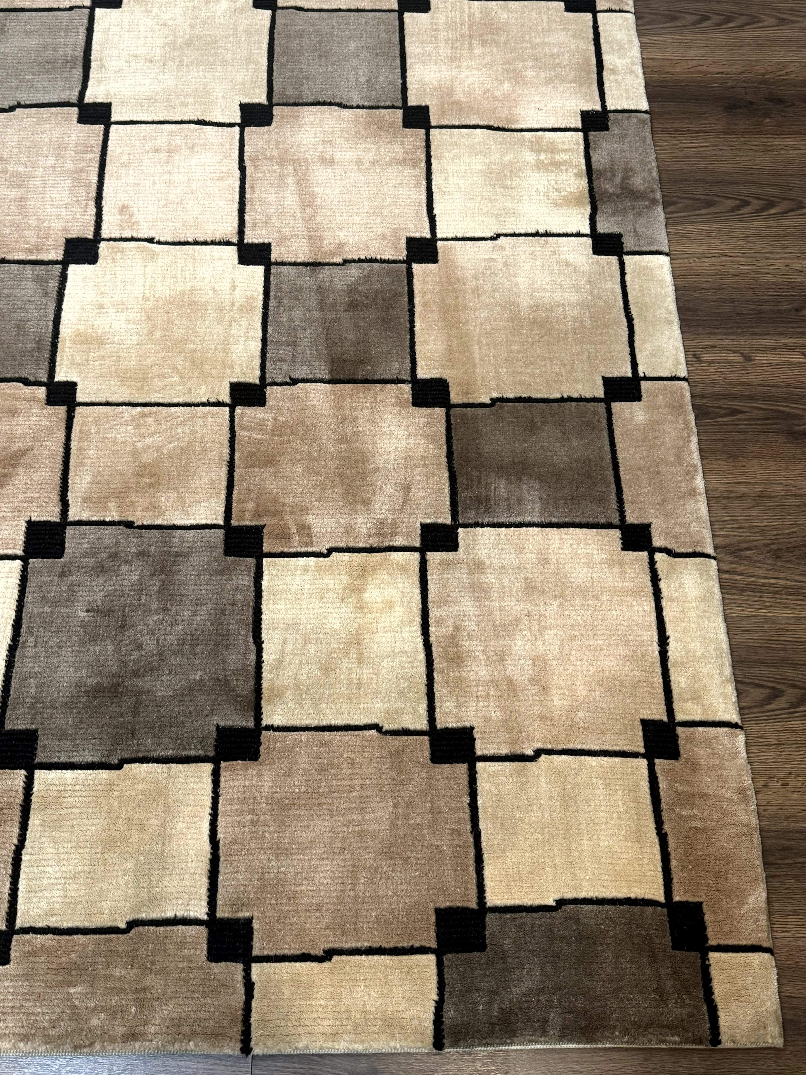 Tibetan Wool Rug 5x8, Contemporary Modern Carpet, Abstract Design, Soft Thick Pile, Pair B - Image 9