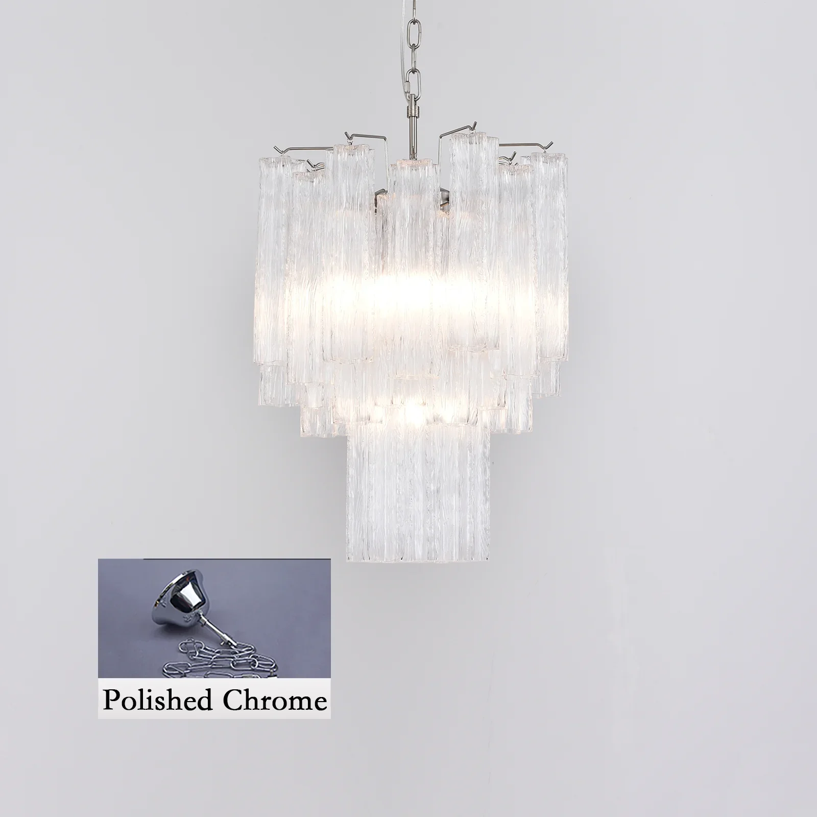 Transparent Murano Glass Tube Chandelier - Image 16