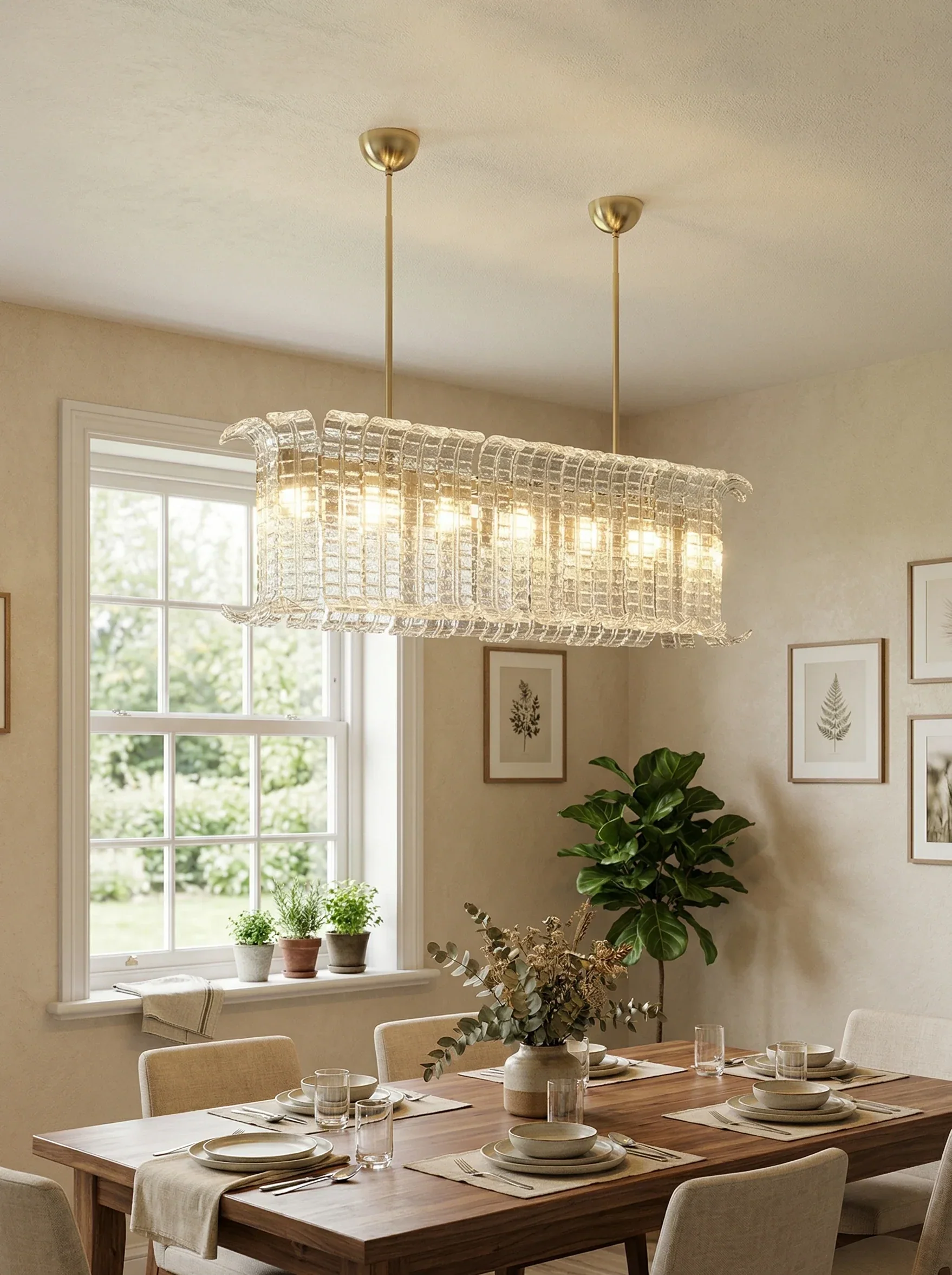 Transparent Murano Leaf Shaped Chandelier - Image 2