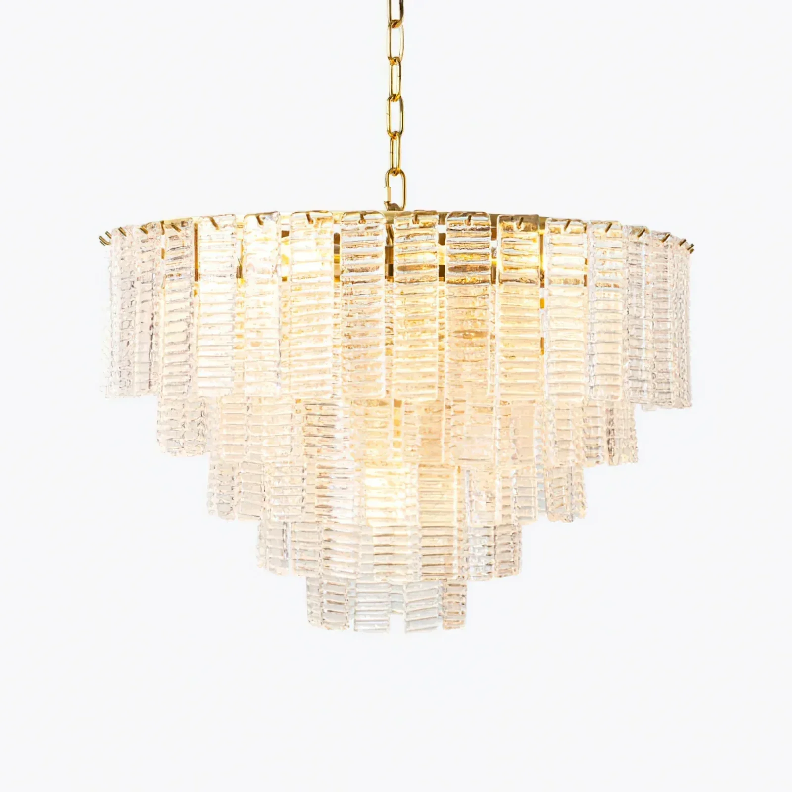 Transparent Ridged Glass Rectangle Chandelier - Image 8