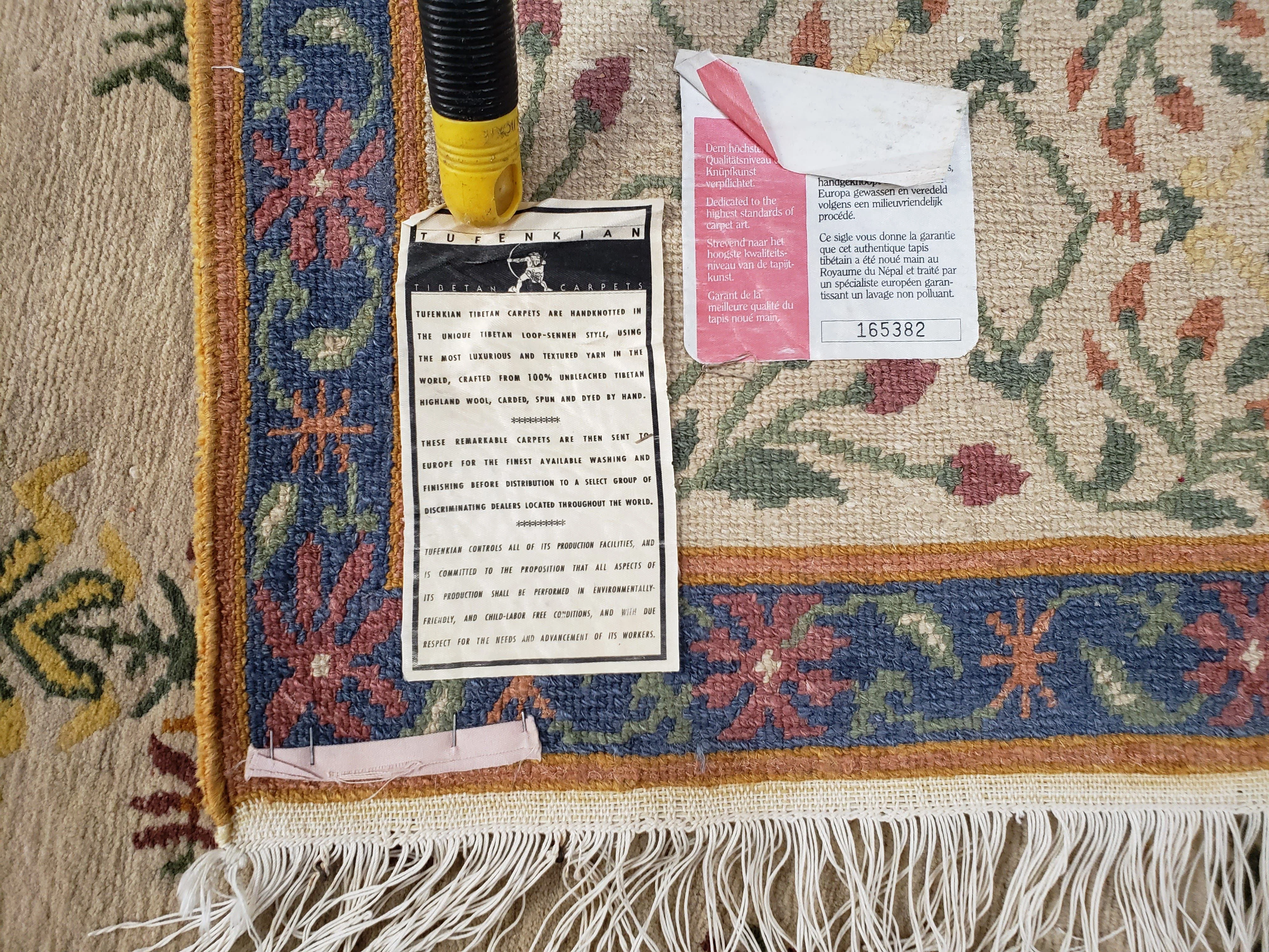 Tufenkian Rug 5.9 x 8.6, Tibetan Nepalese Rug, Hand Knotted, Soft Shiny Wool, Repeated Motifs, Contemporary Modern, Area Rug 6x9, Vintage - Image 11