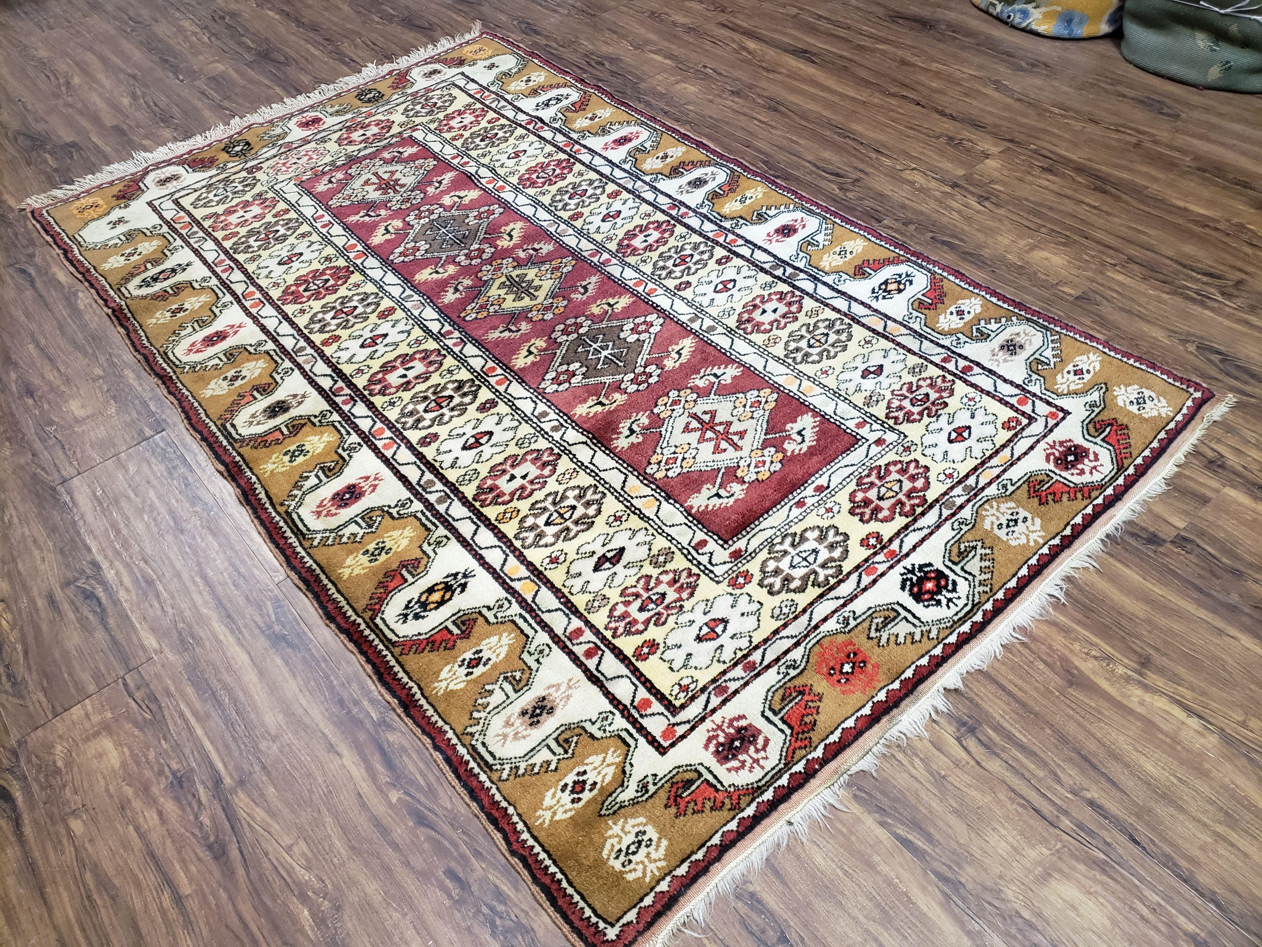 Turkish Caucasian Rug 4x7, Wool Turkish Talish Carpet, Geometric Rug - Image 2
