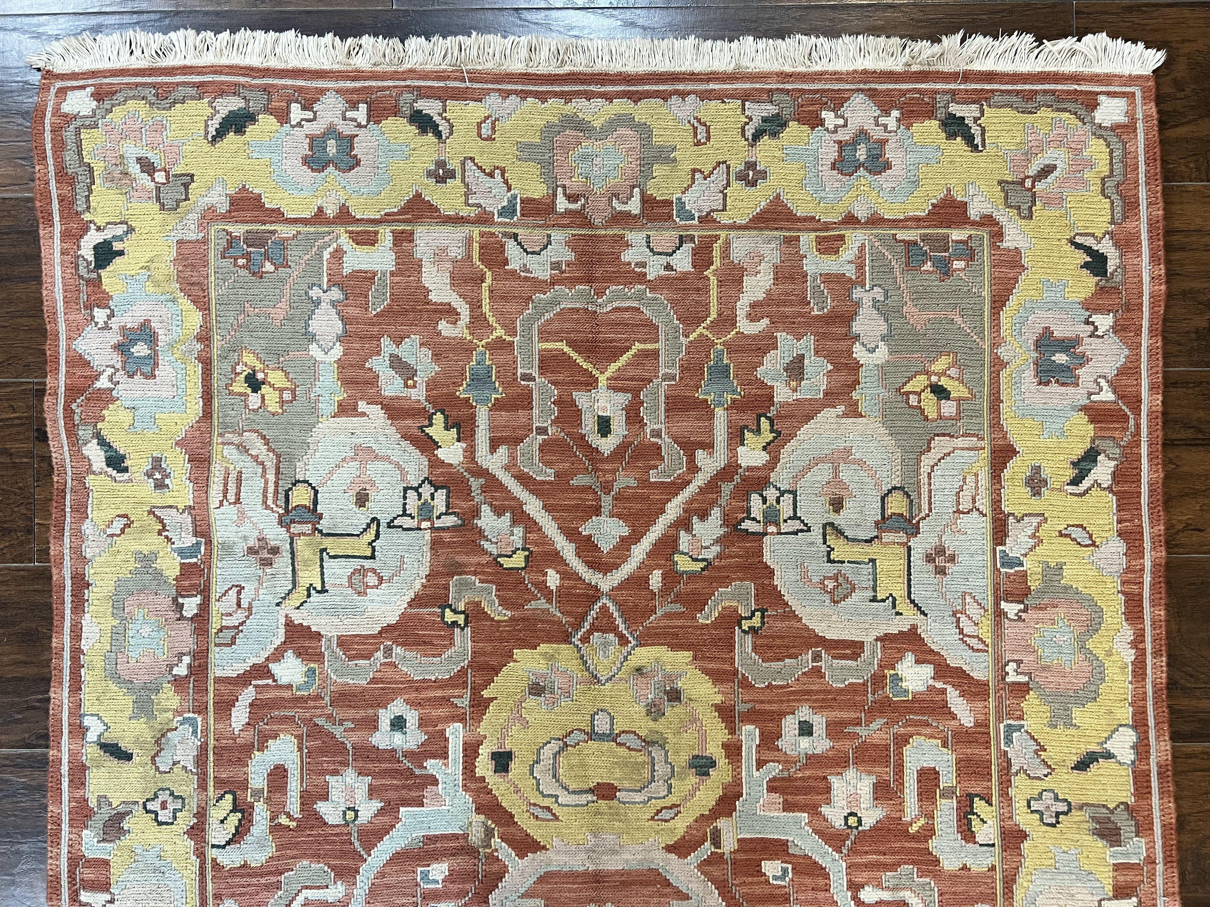 Turkish Flatweave Kilim Rug 4x6, Geometric Wool Handmade Carpet, Vintage - Image 3