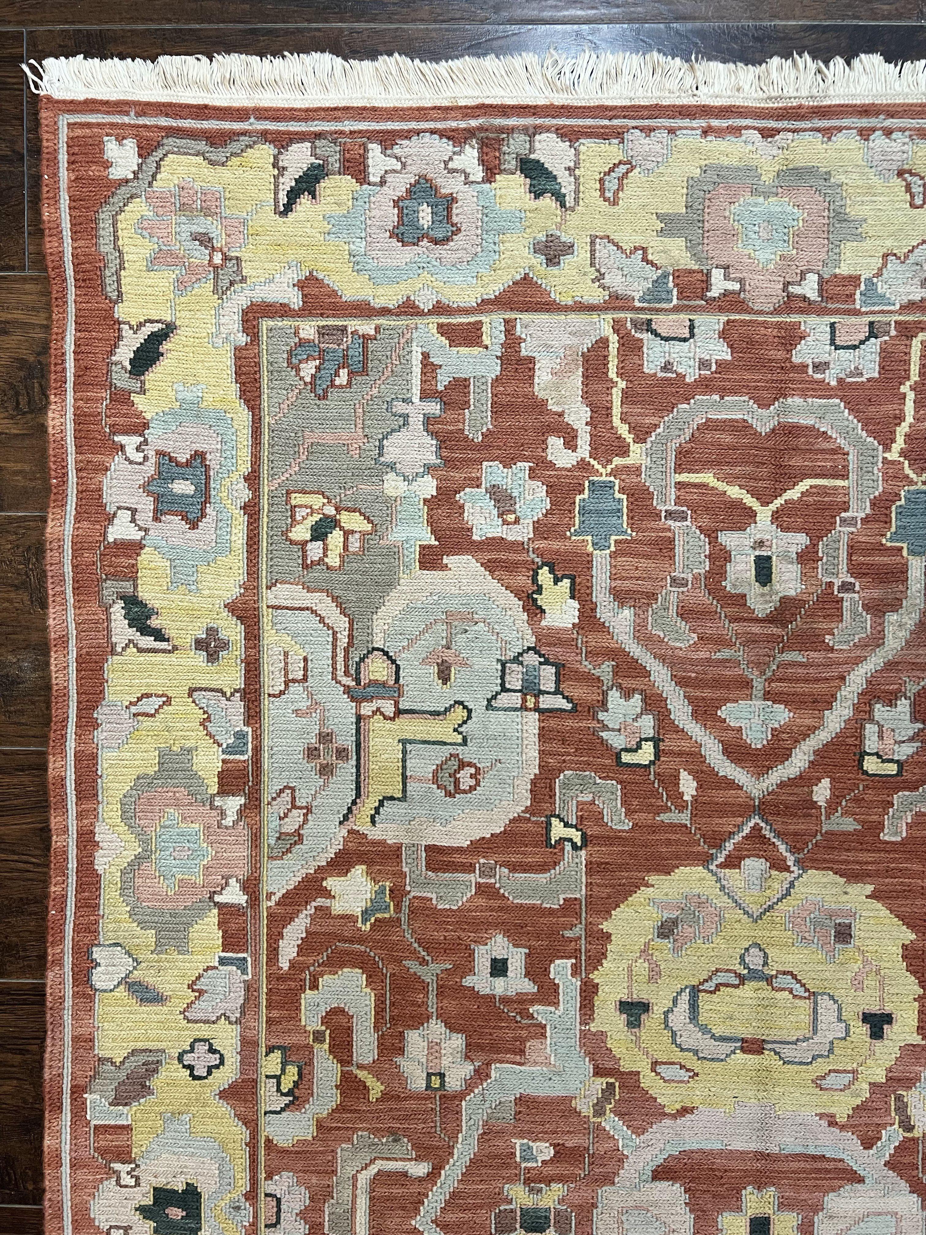 Turkish Flatweave Kilim Rug 4x6, Geometric Wool Handmade Carpet, Vintage - Image 6