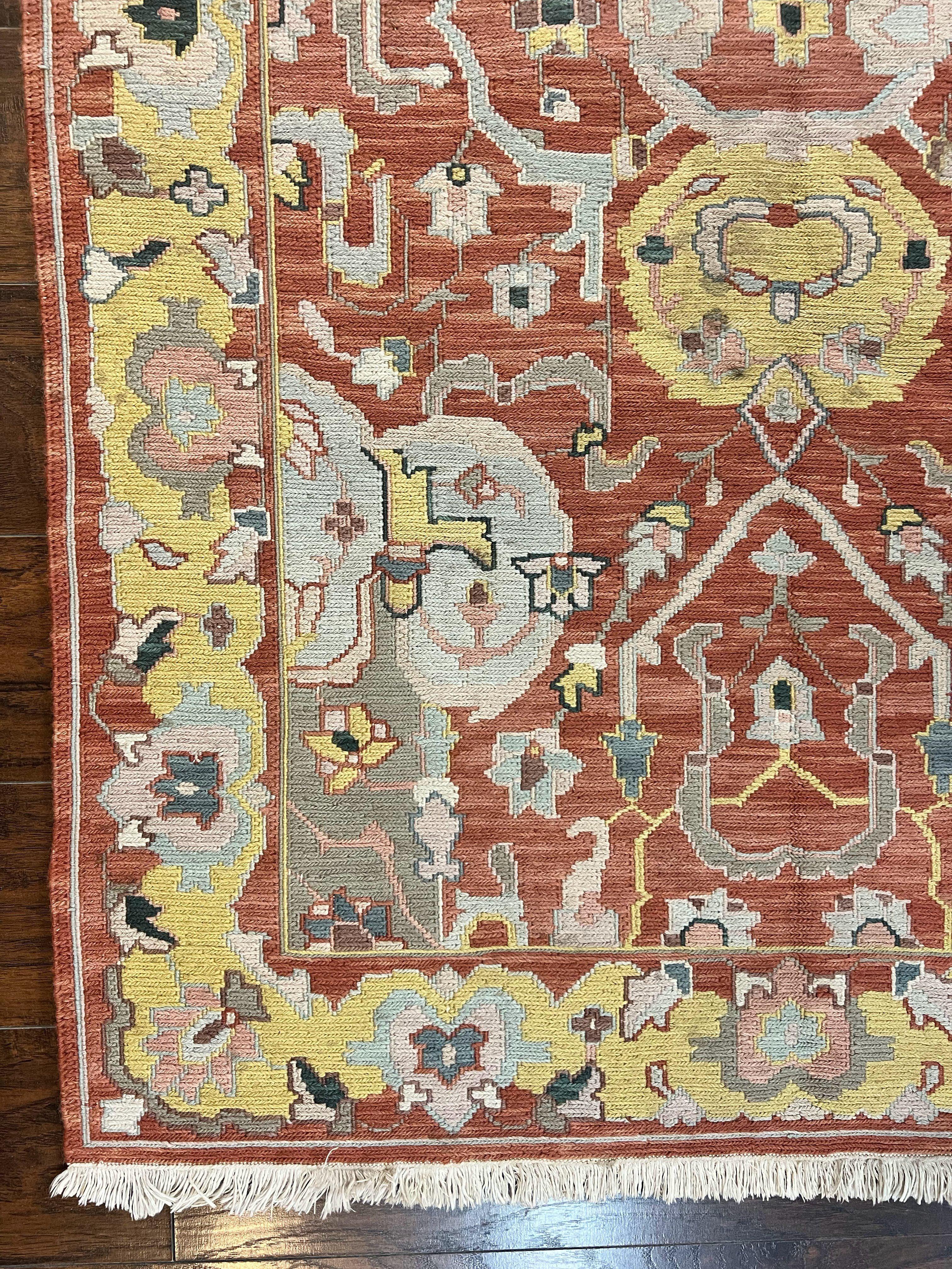 Turkish Flatweave Kilim Rug 4x6, Geometric Wool Handmade Carpet, Vintage - Image 8