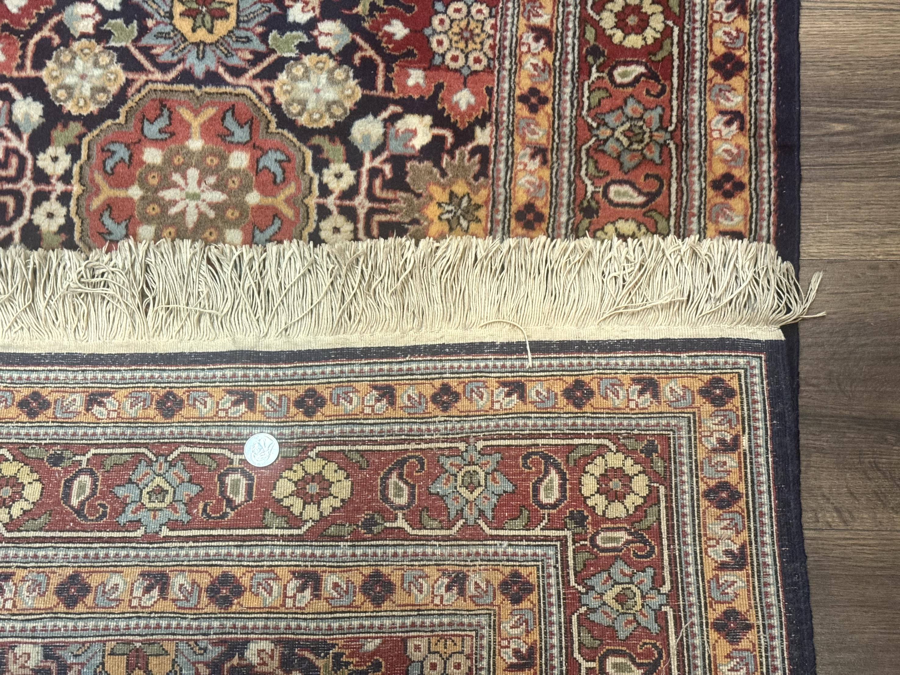 Turkish Hereke Rug 3x5, Navy Blue and Red, Fine 210 KPSI - Image 10
