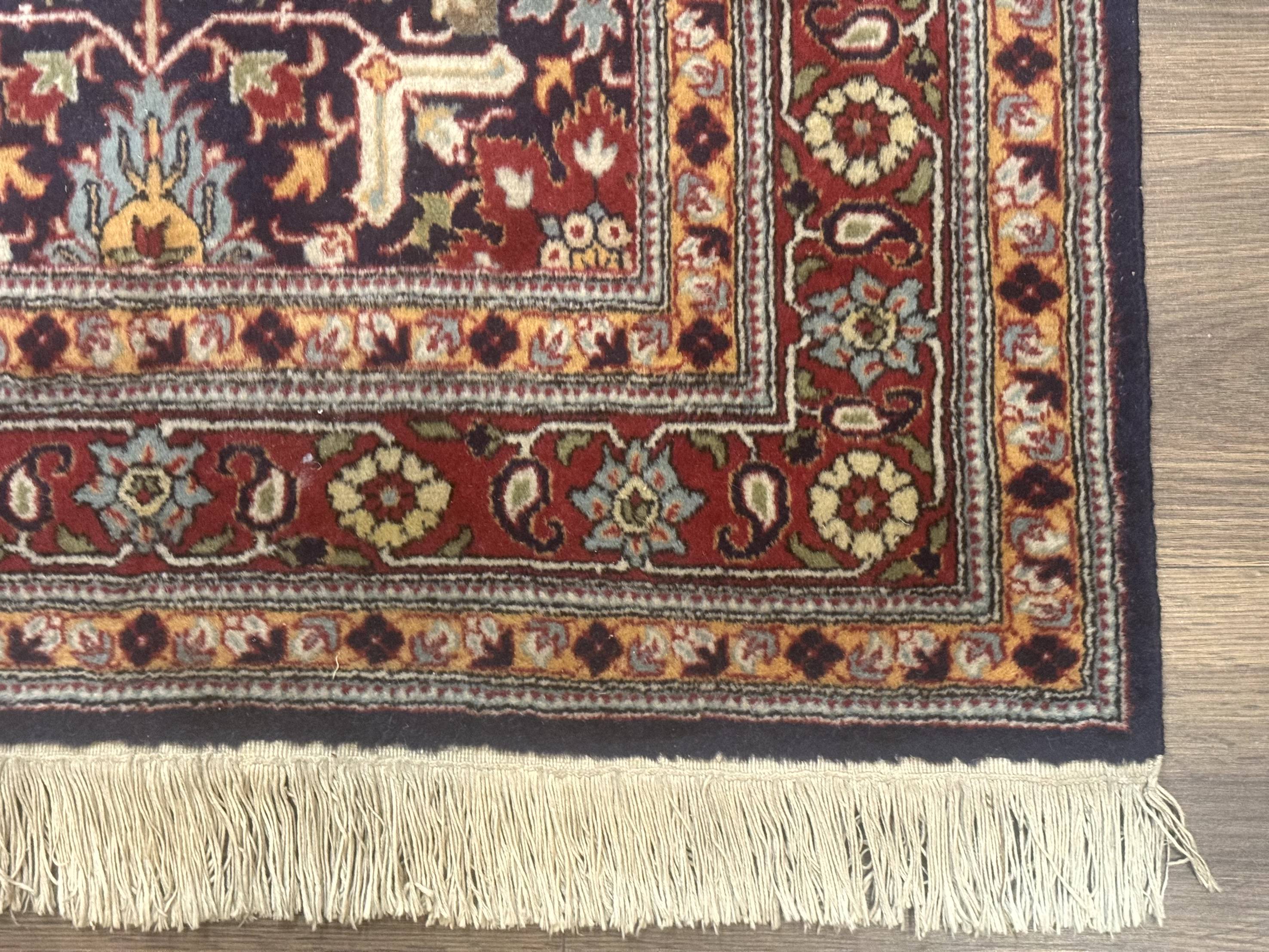 Turkish Hereke Rug 3x5, Navy Blue and Red, Fine 210 KPSI - Image 9