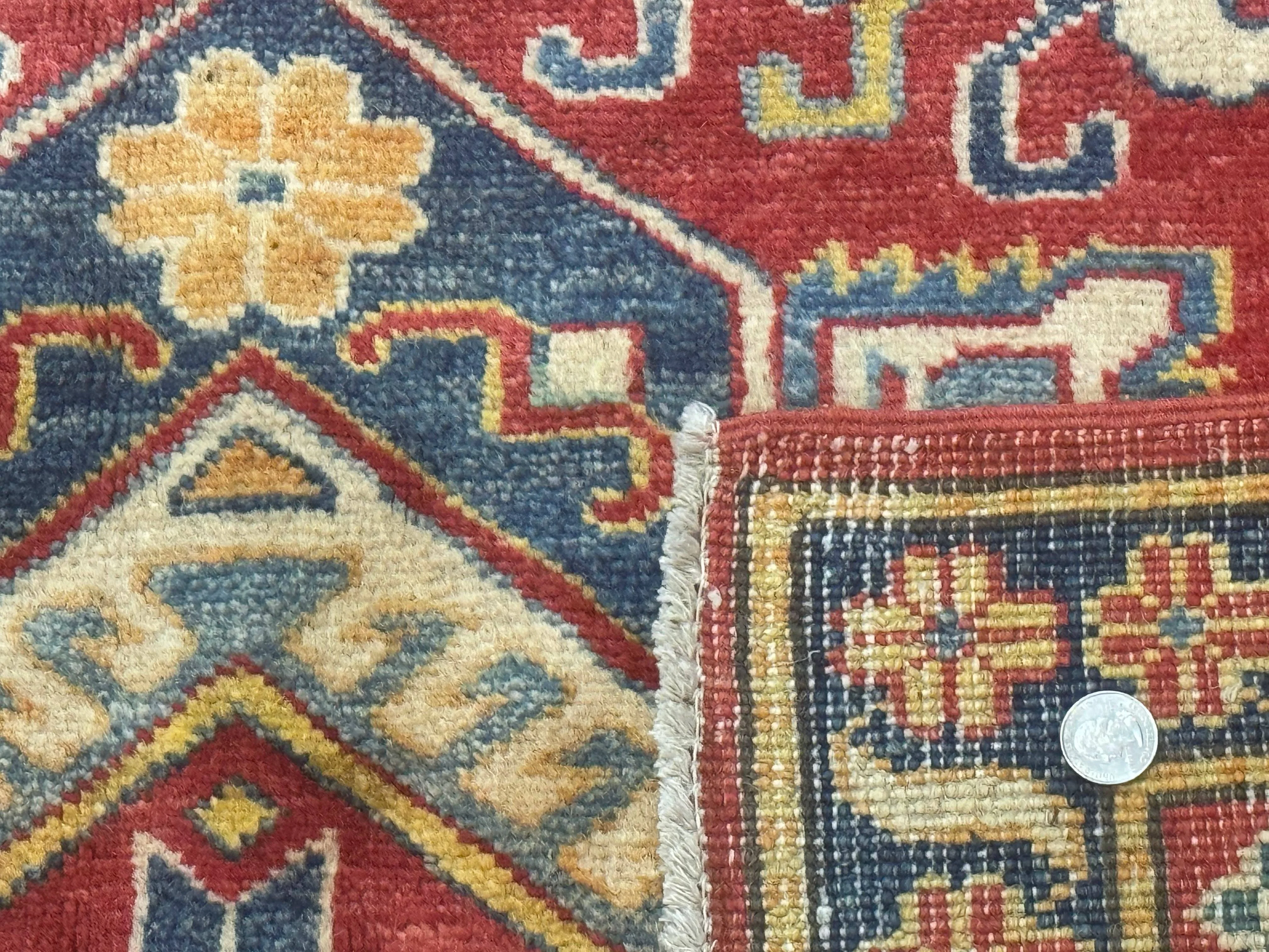 Turkish Kazak Rug 7.6 x 9.5, Geometric Medallions, Caucasian Pattern - Image 10