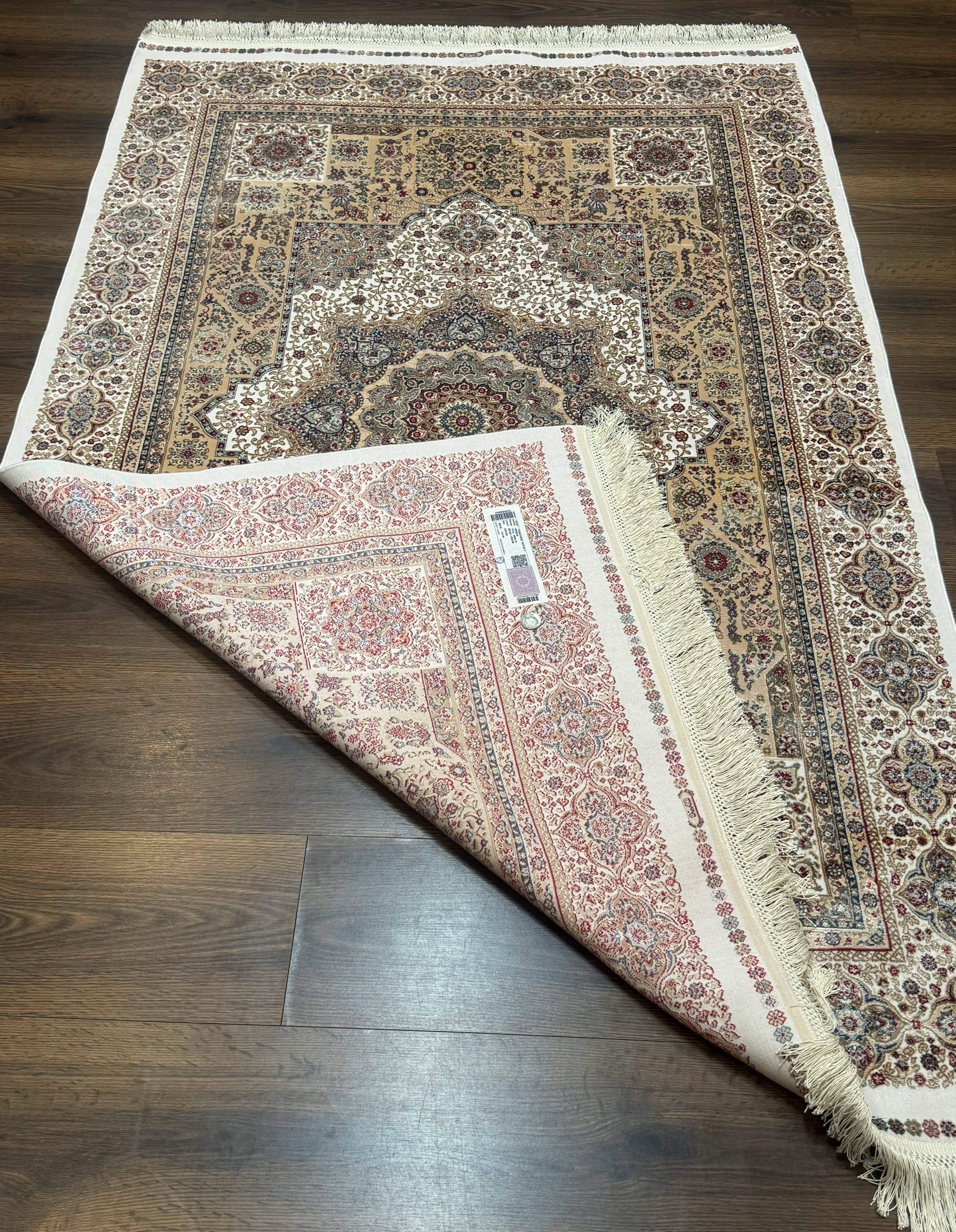Turkish Memluk Silk Rug 4x6, Hereke Carpet, Bamboo Silk, New - Image 12