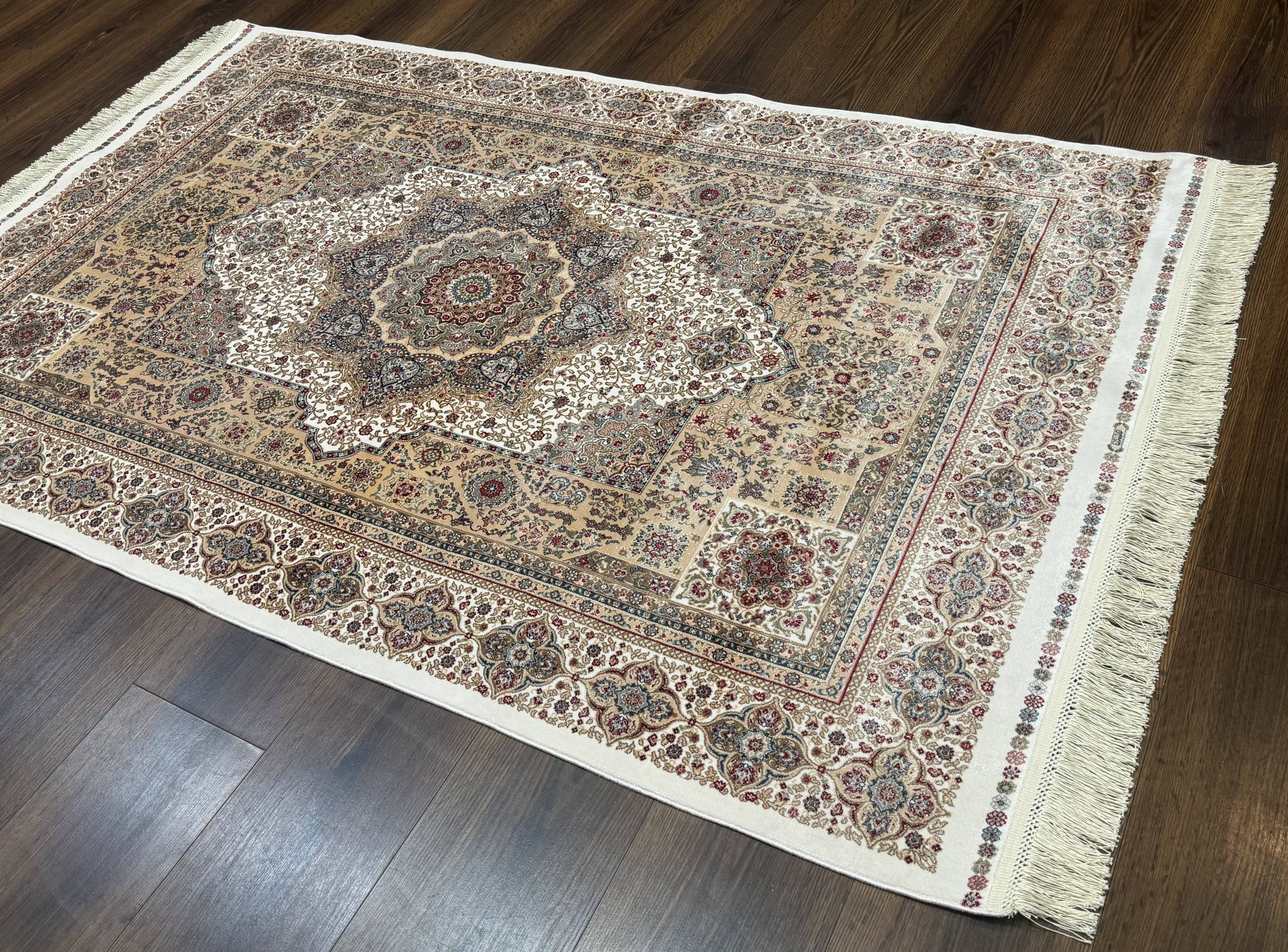 Turkish Memluk Silk Rug 4x6, Hereke Carpet, Bamboo Silk, New - Image 13