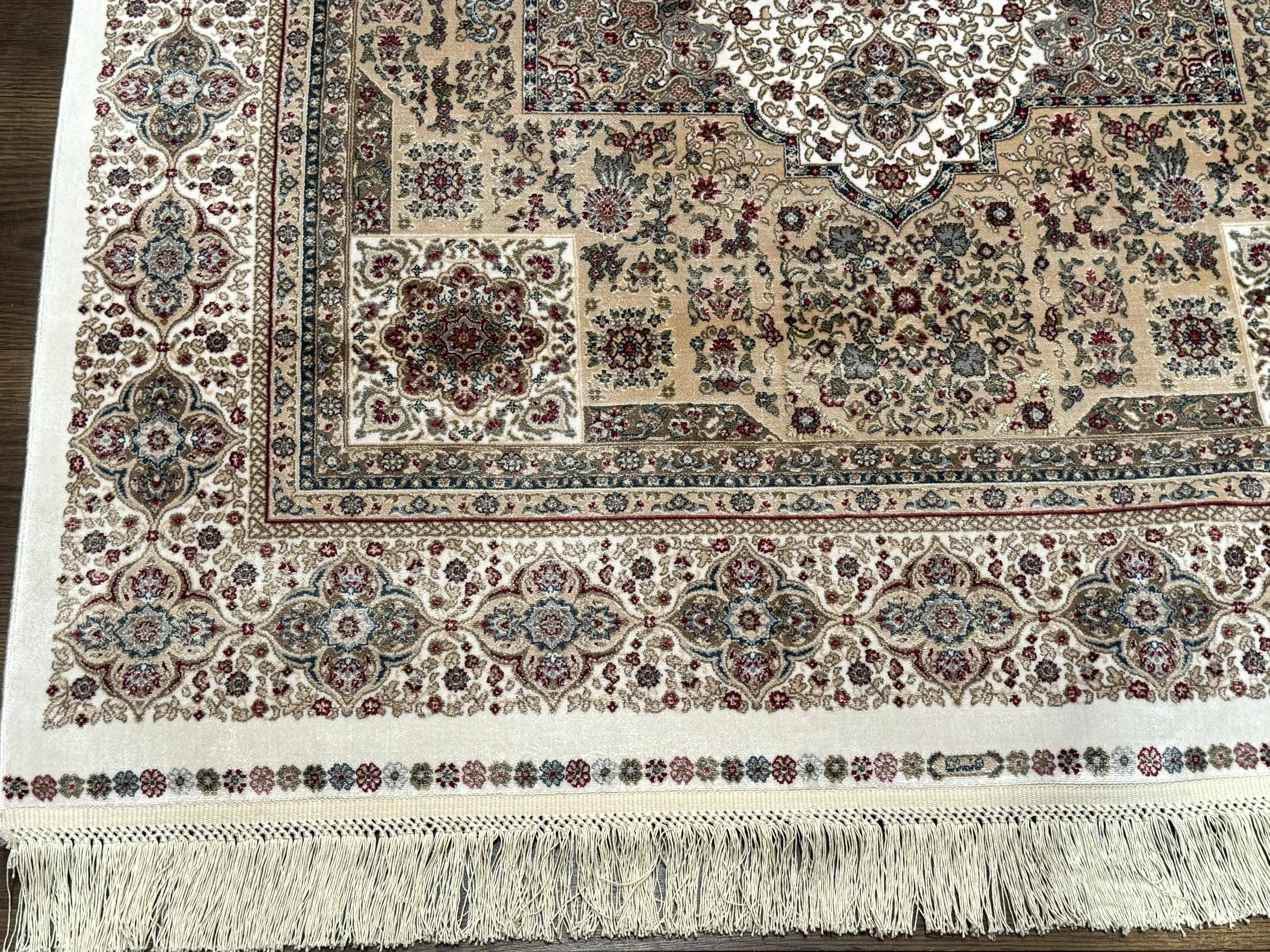 Turkish Memluk Silk Rug 4x6, Hereke Carpet, Bamboo Silk, New - Image 9