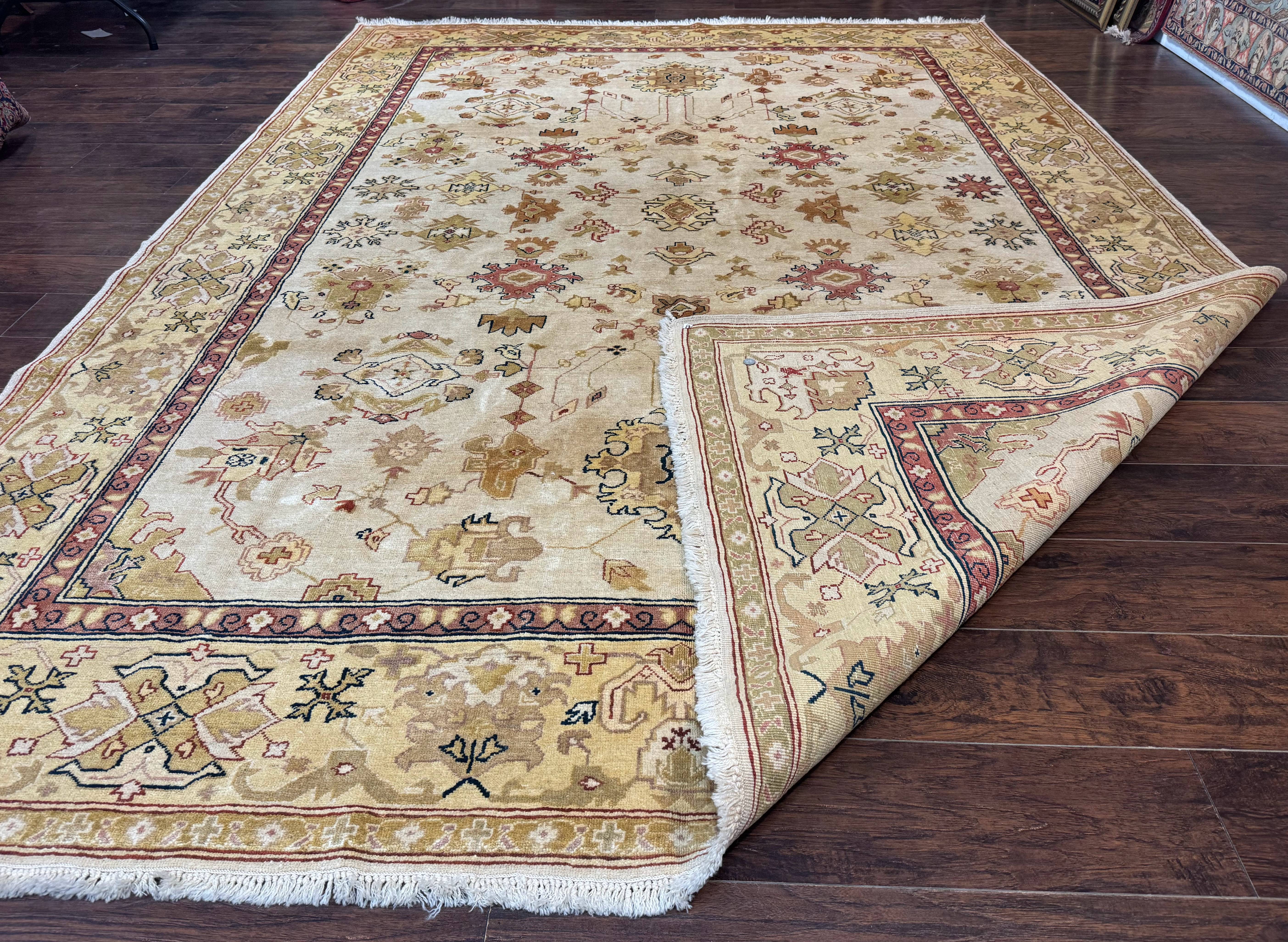 Turkish Oushak Rug 9x12, Oat Color, Wool Carpet - Image 11