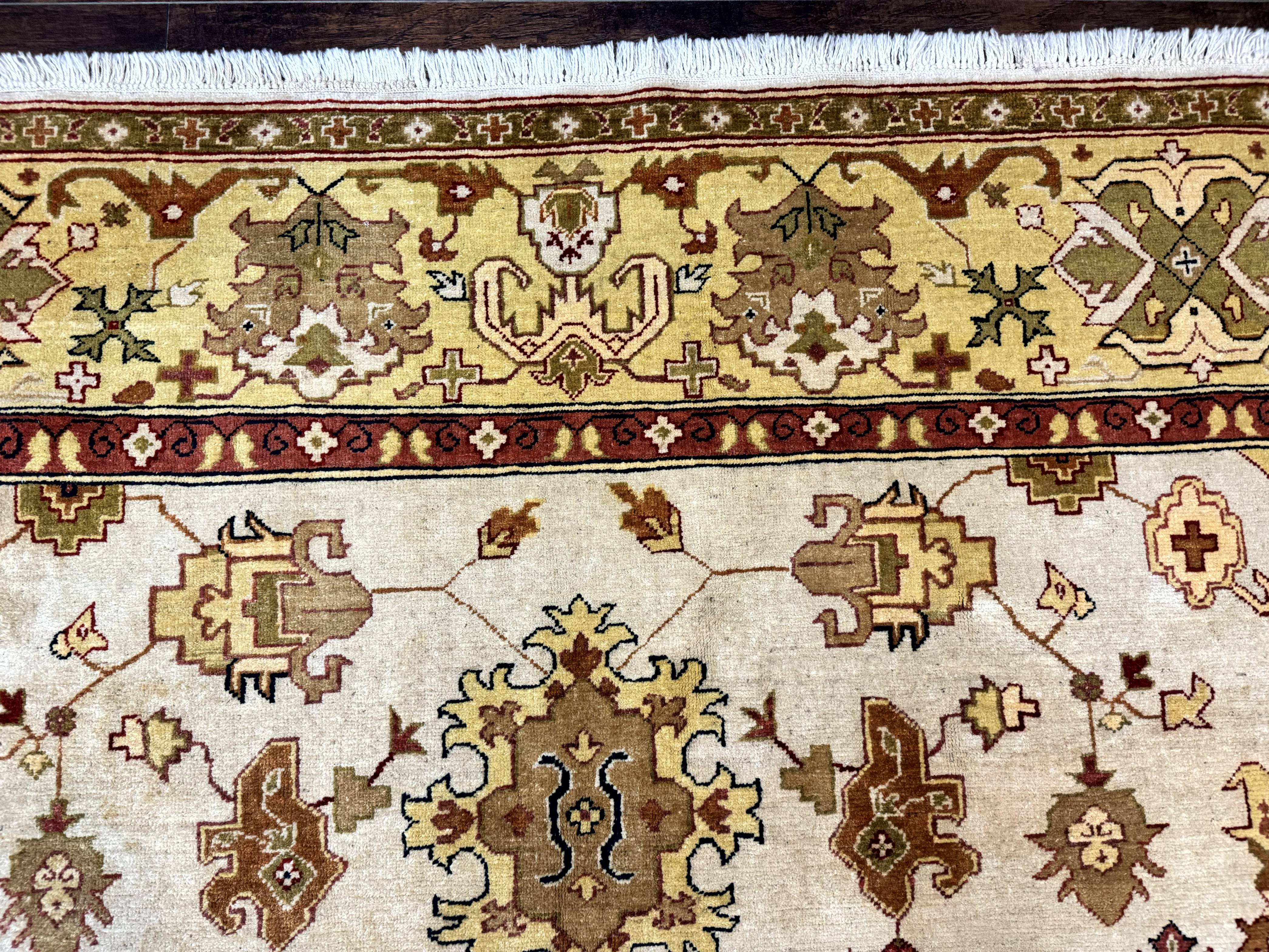 Turkish Oushak Rug 9x12, Oat Color, Wool Carpet - Image 3