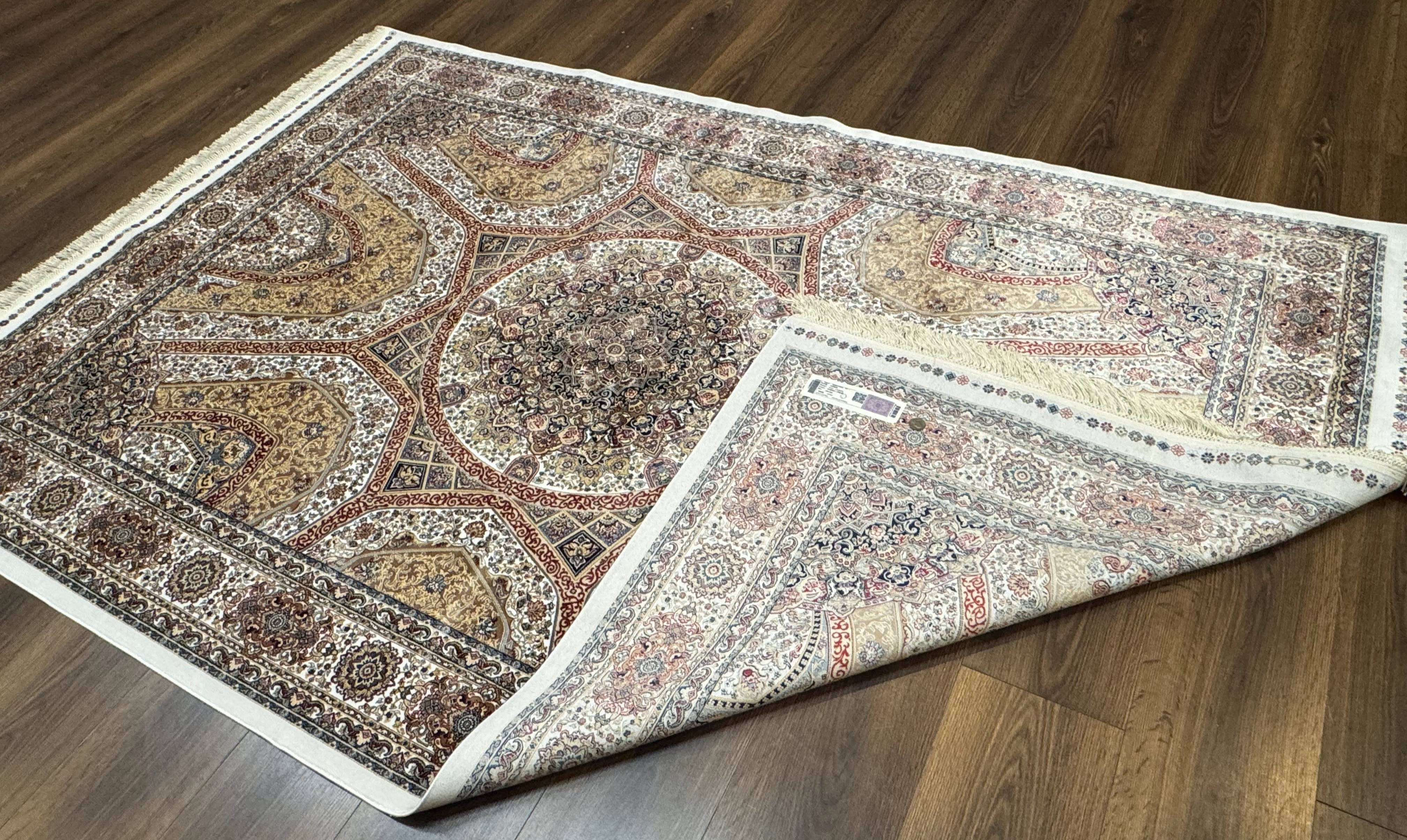Turkish Silk Rug 5 x 7.6, Dome Design, Bamboo Silk, New - Image 9