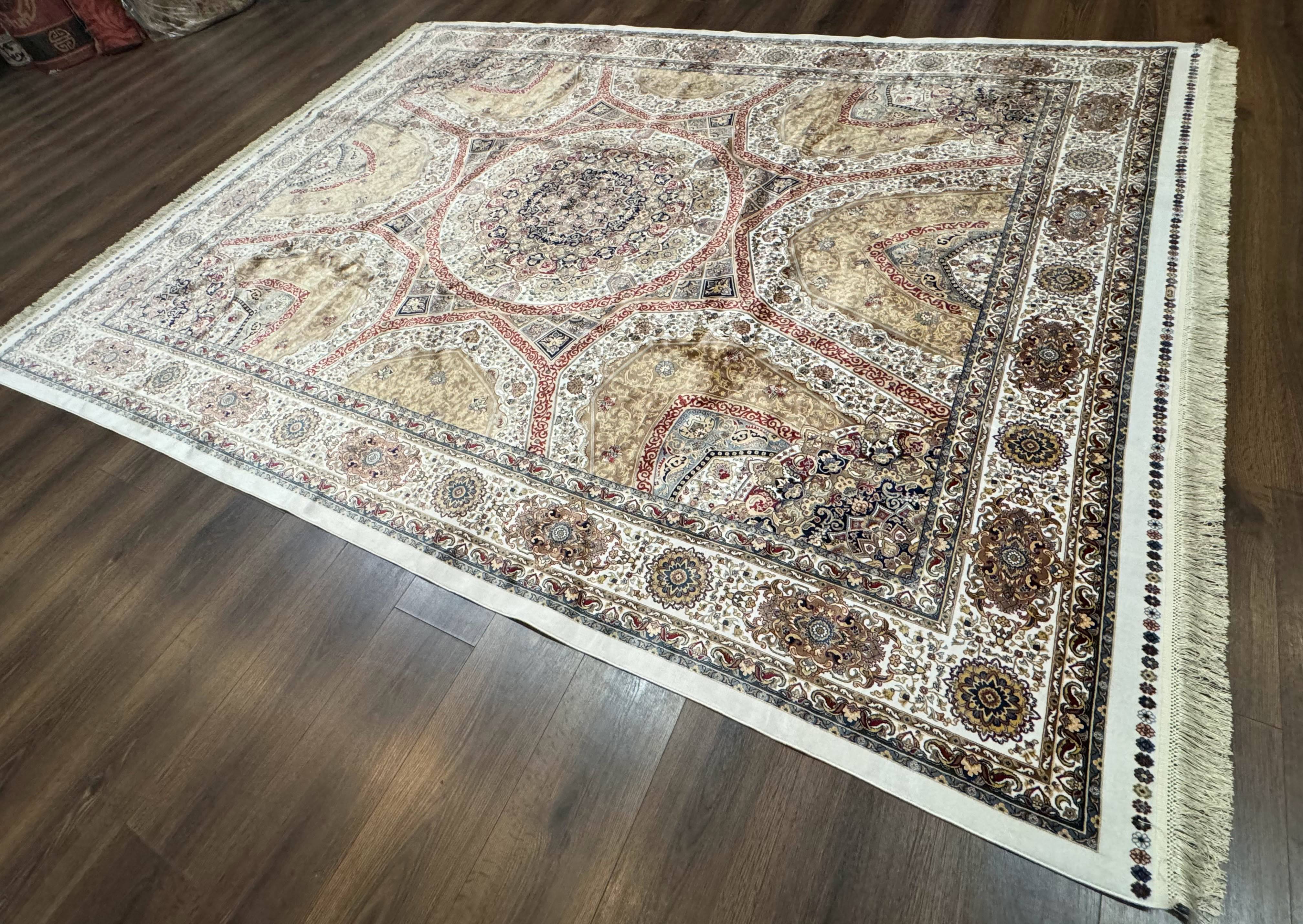 Turkish Silk Rug 8x10, Dome Design, Hereke Carpet, Bamboo Silk, New - Image 11