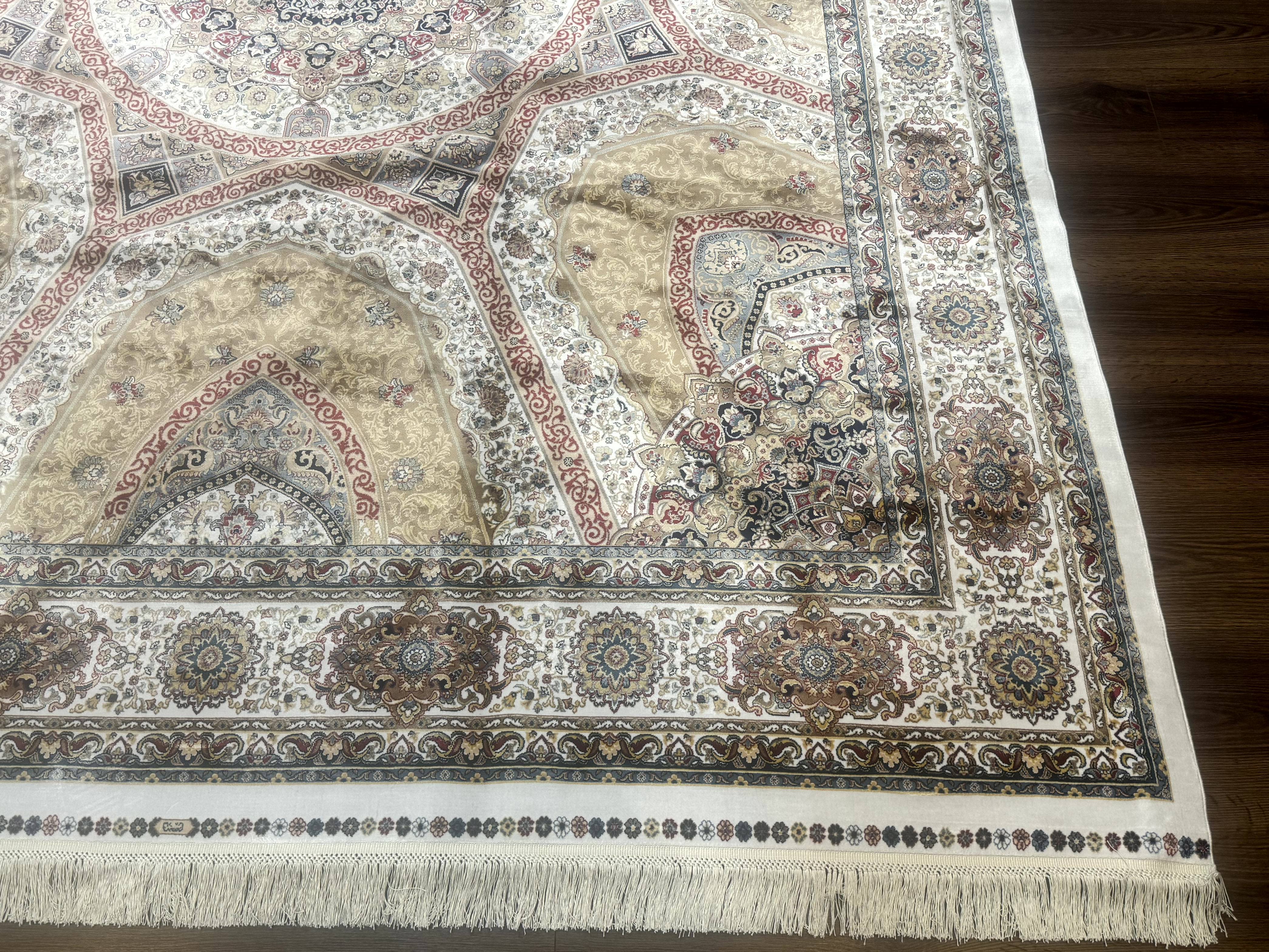 Turkish Silk Rug 8x10, Dome Design, Hereke Carpet, Bamboo Silk, New - Image 8