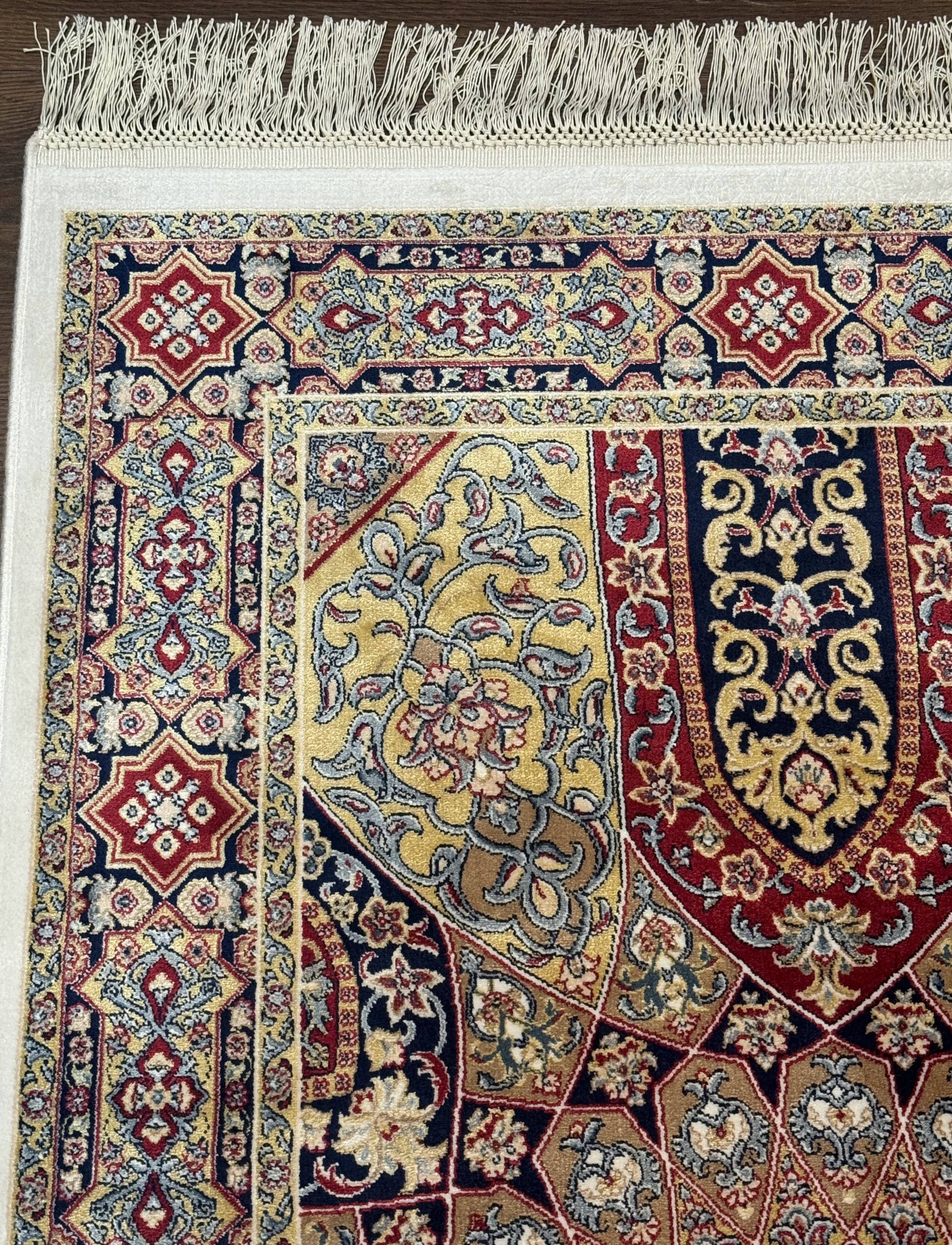 Turkish Silk Runner Rug 2.6 x 10, Dome Design, Hereke Runner, Bamboo Silk, New - Image 6