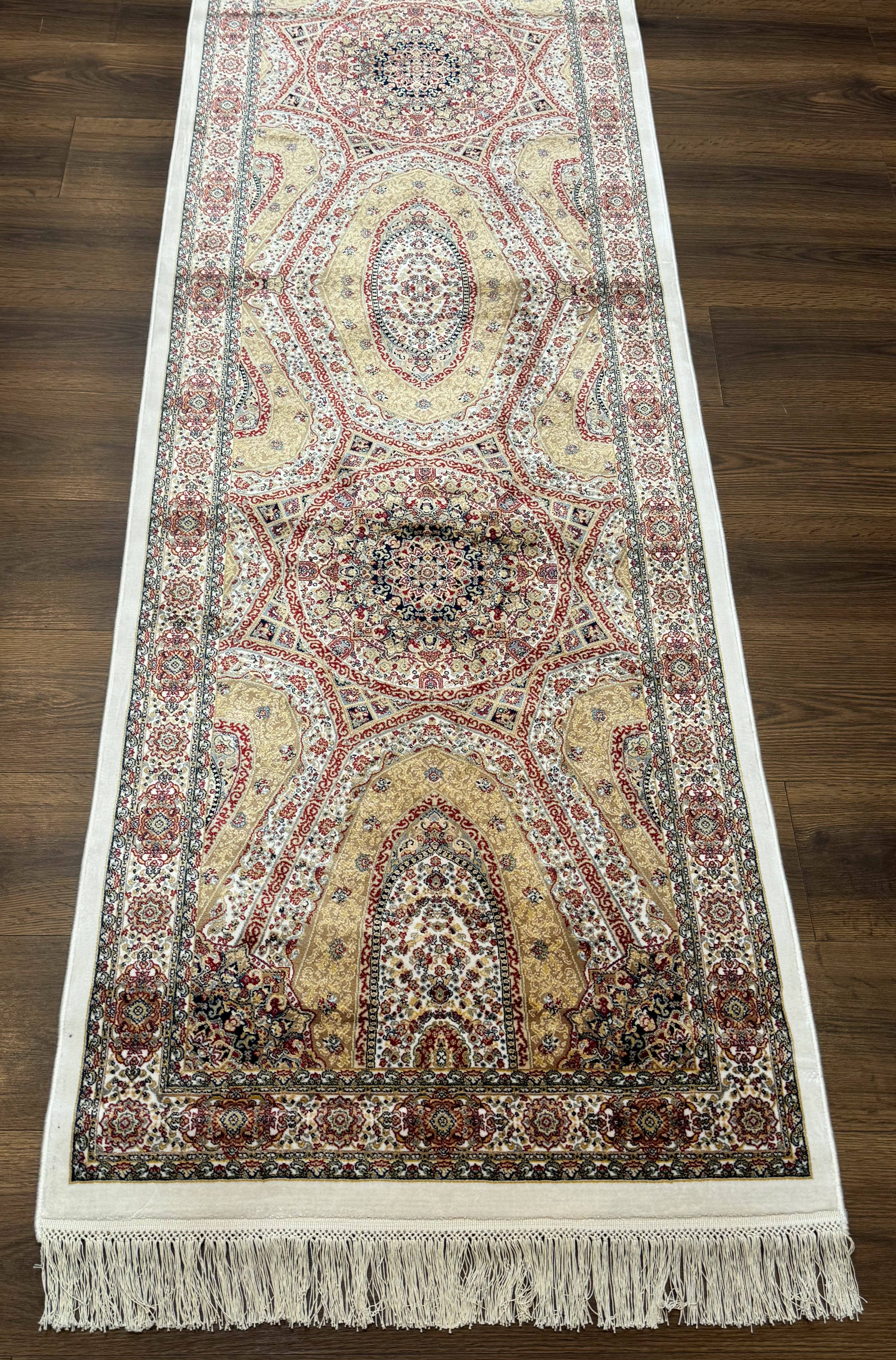 Turkish Silk Runner Rug 2.6 x 12, Hereke Mamluk Runner, Bamboo Silk, New - Image 5