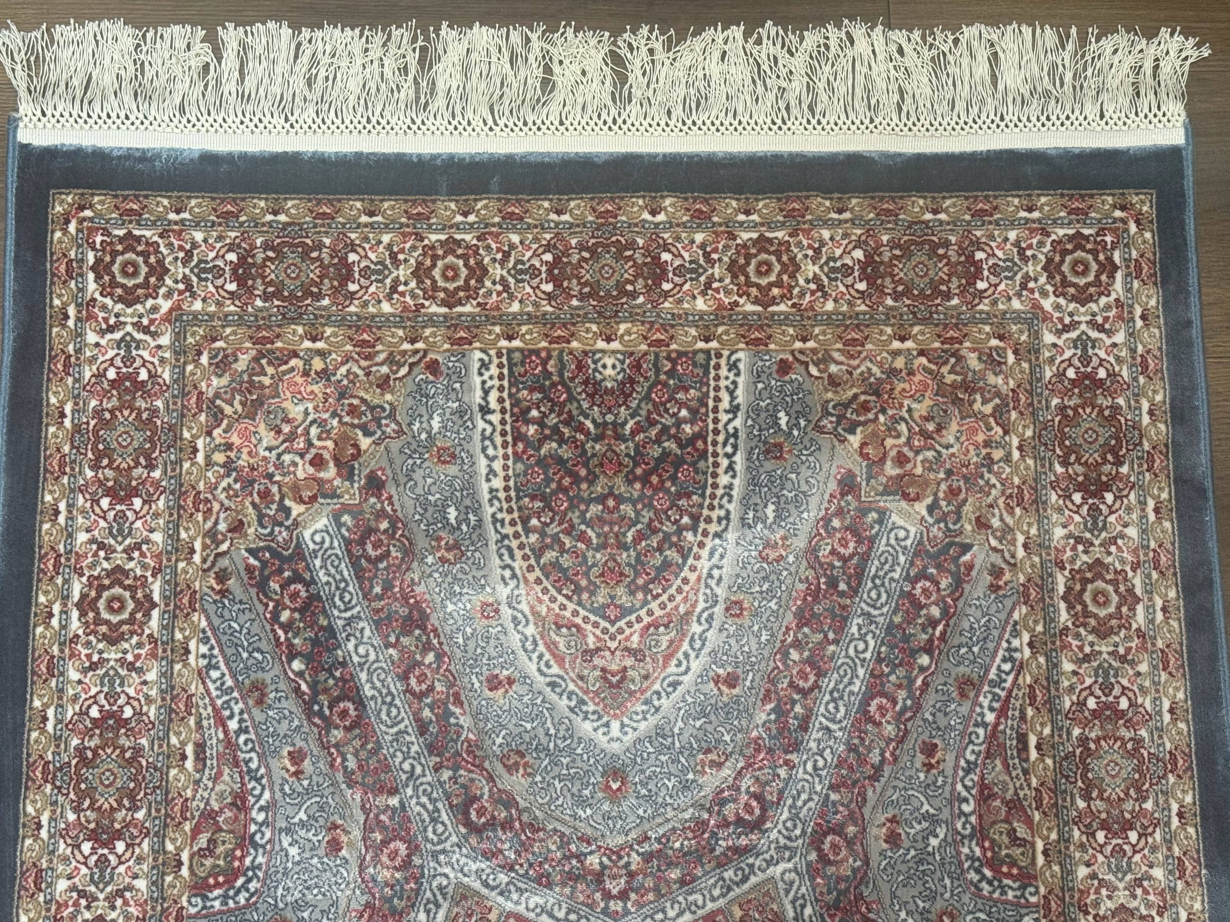 Turkish Silk Runner Rug 2.6 x 13, Blue Runner Rug, Dome Design, Bamboo Silk, New - Image 3