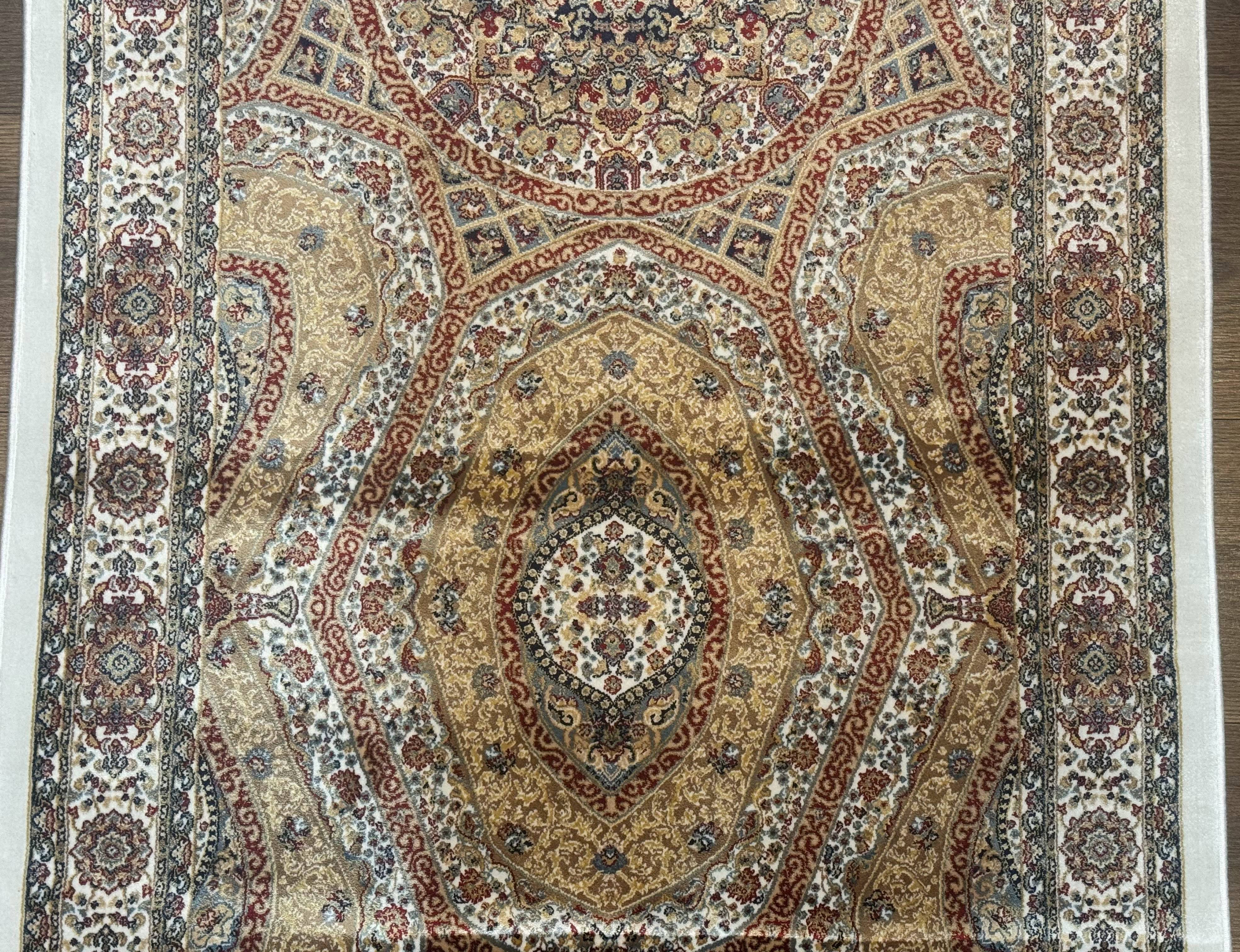 Turkish Silk Runner Rug 2.6 x 13, Dome Design, Hereke Runner, Bamboo Silk, New - Image 6