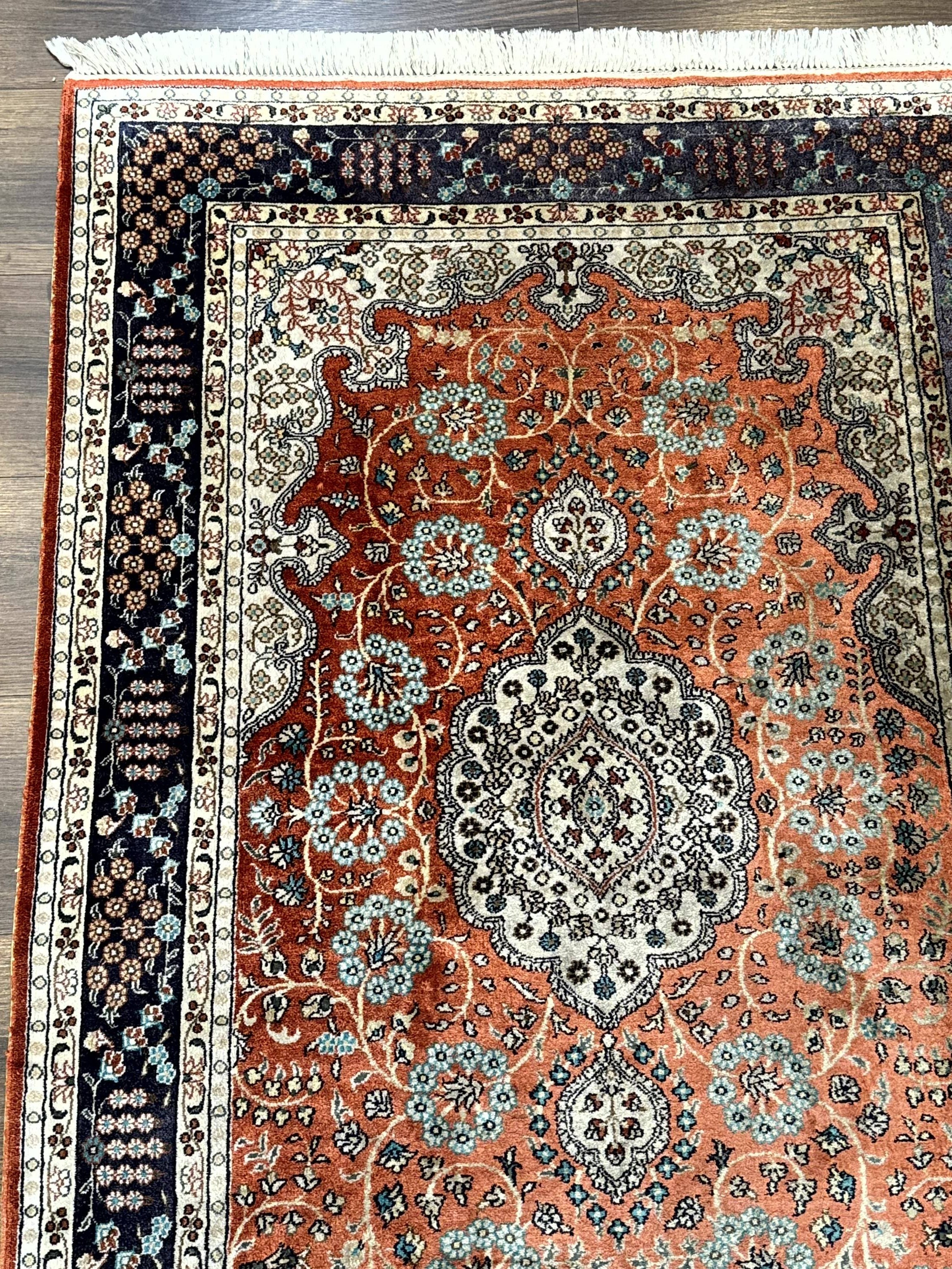 Turkish Silk Runner Rug 3x8, Short Runner Rug, Red, Floral Medallions, Very Fine 360 KPSI, 3 x 8 Runner - Image 6