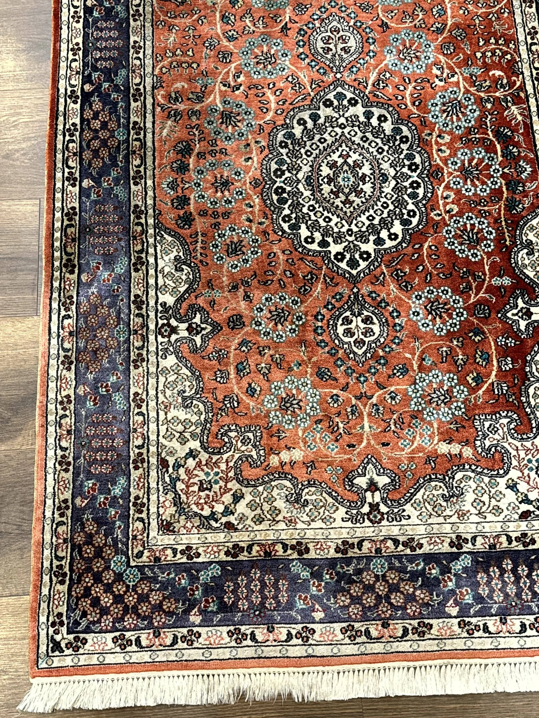 Turkish Silk Runner Rug 3x8, Short Runner Rug, Red, Floral Medallions, Very Fine 360 KPSI, 3 x 8 Runner - Image 8