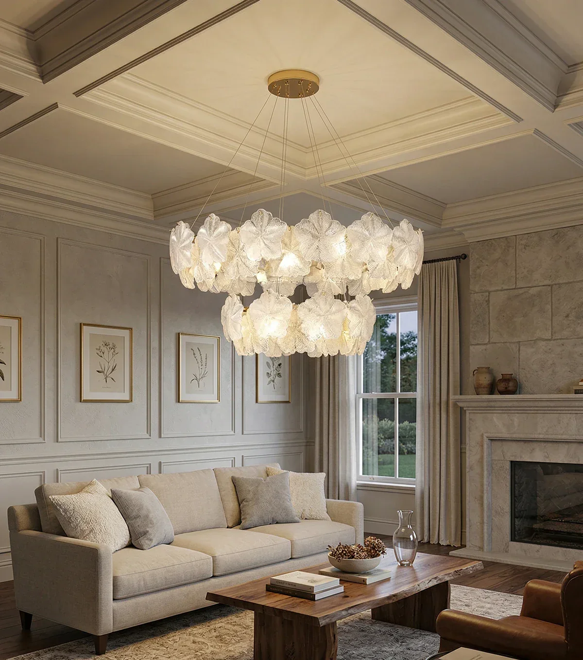 Valery Glass Petal Leaf Chandelier - Image 2