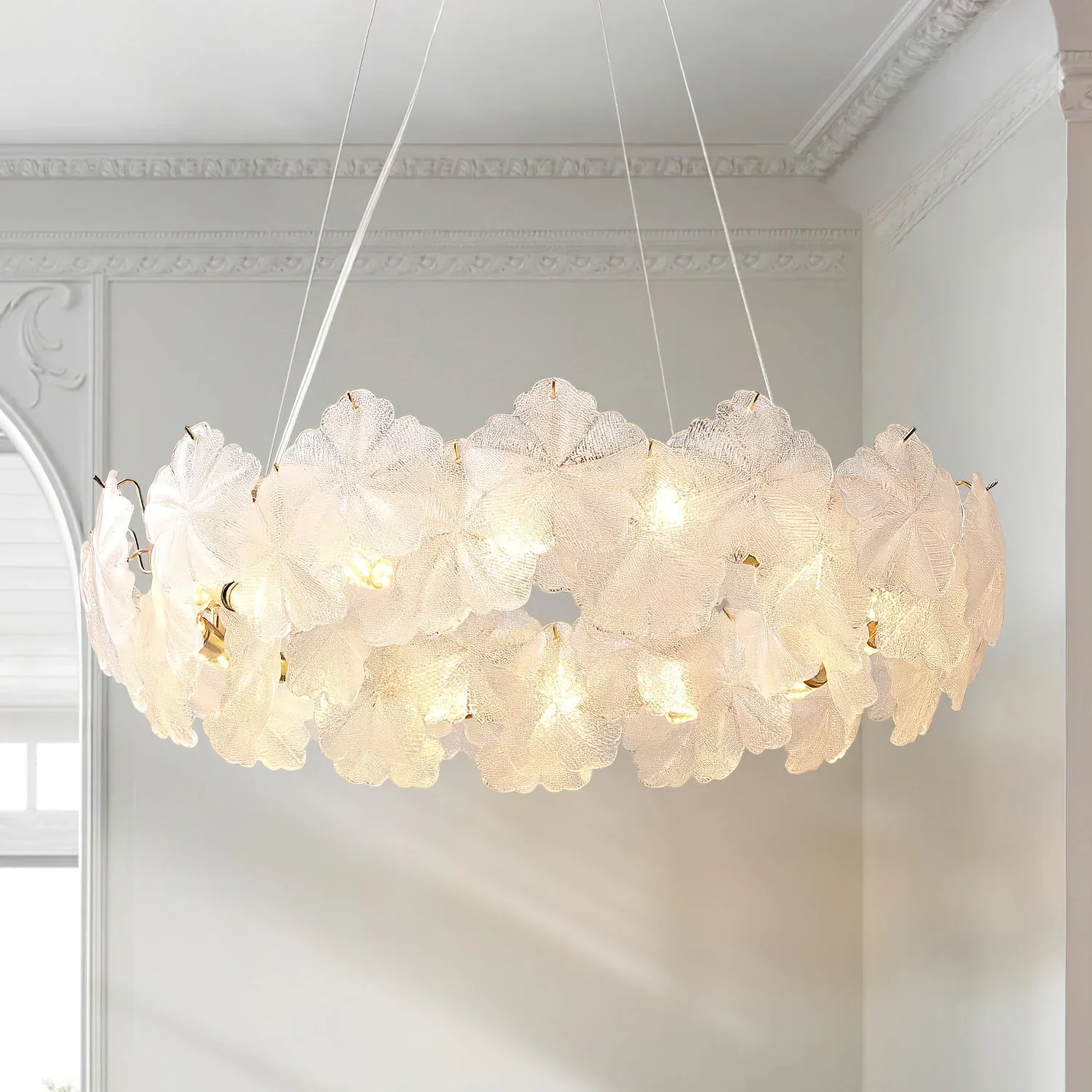 Valery Glass Petal Leaf Chandelier - Image 4