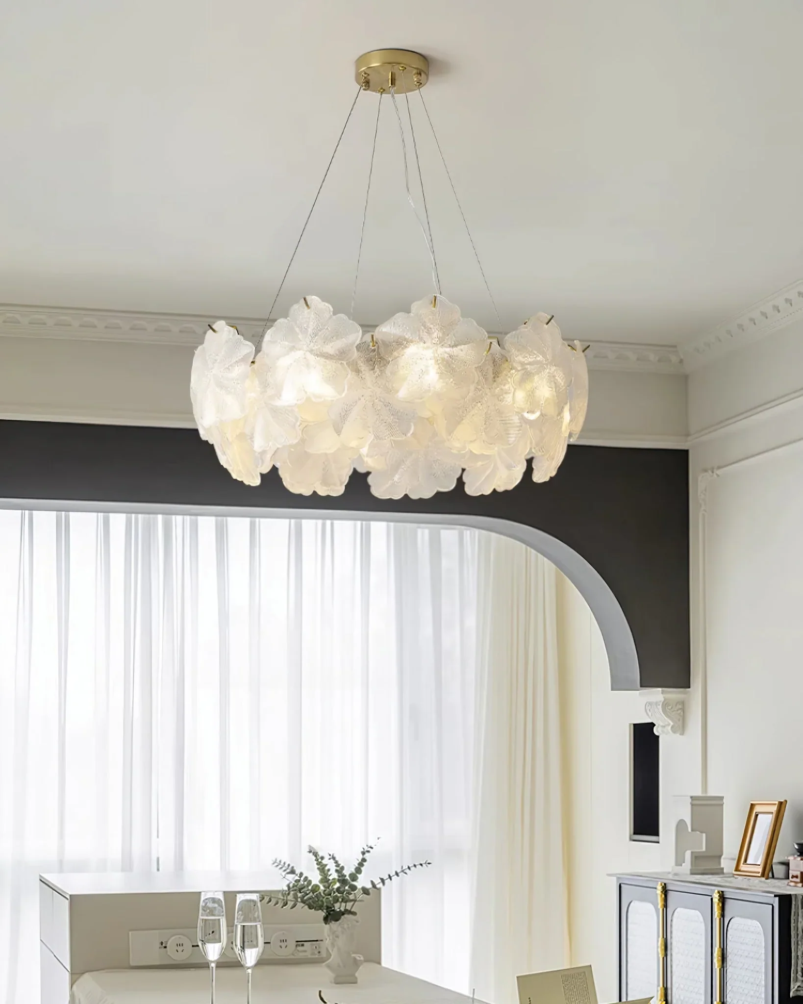 Valery Glass Petal Leaf Chandelier - Image 5
