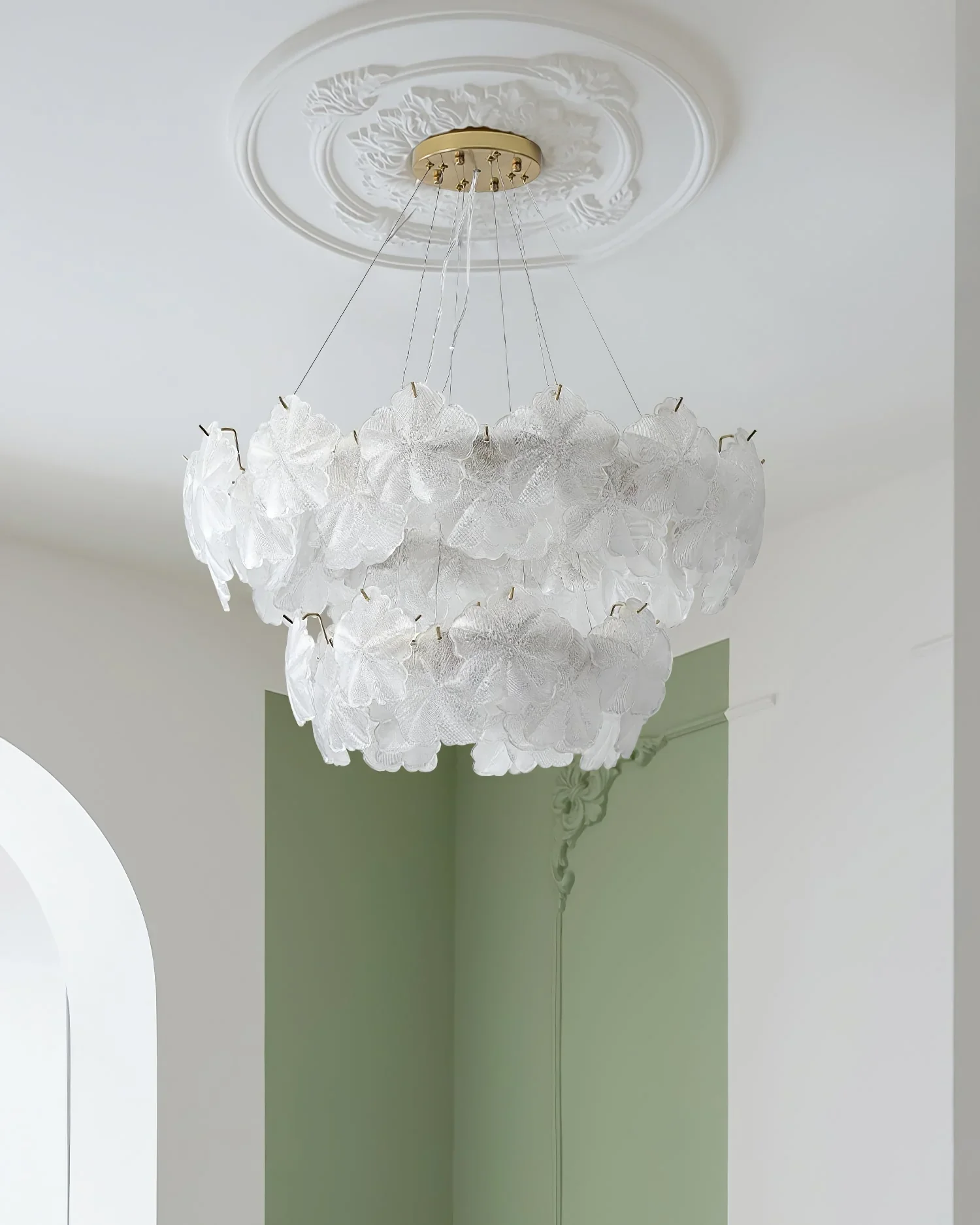 Valery Glass Petal Leaf Chandelier - Image 7