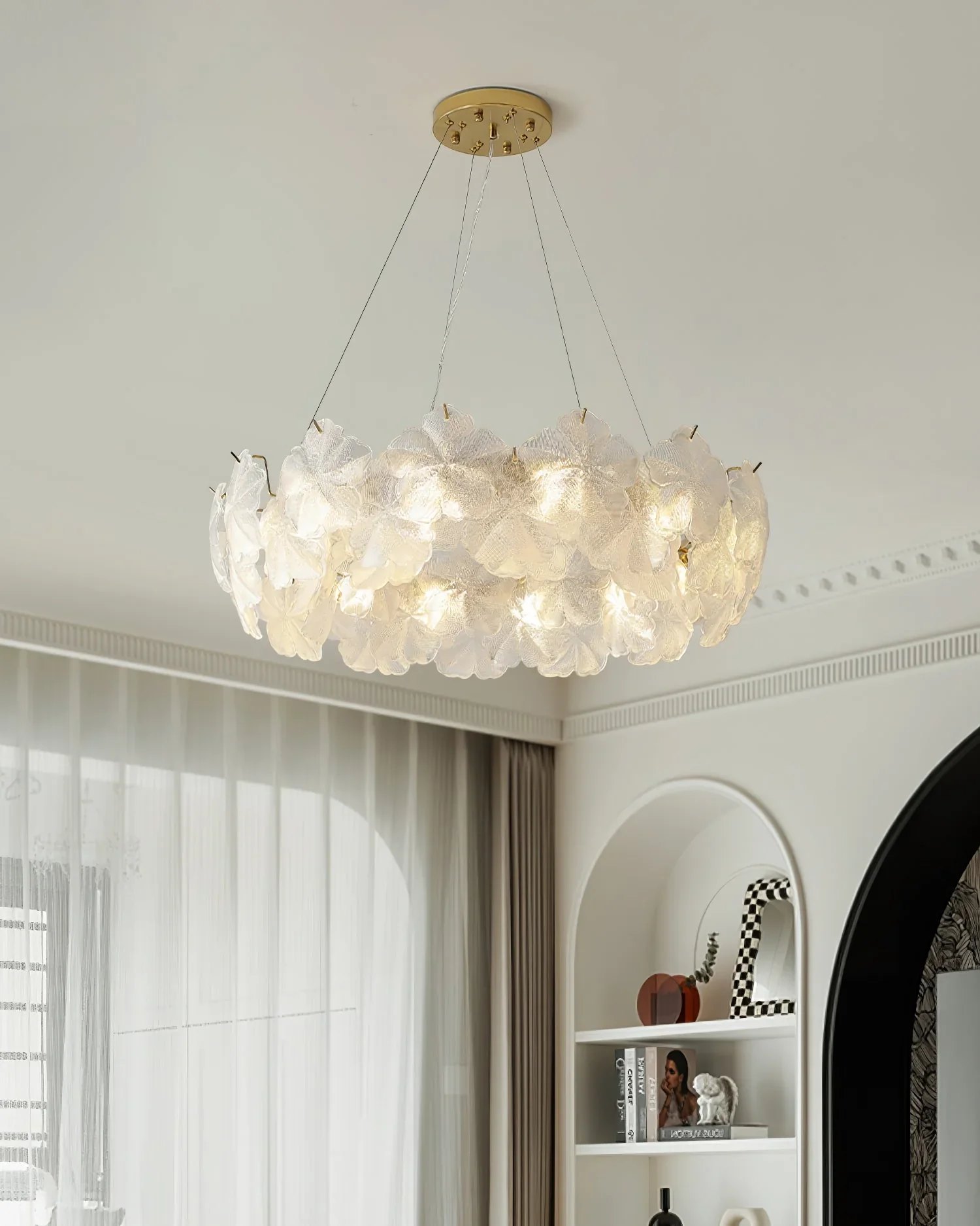 Valery Glass Petal Leaf Chandelier - Image 8