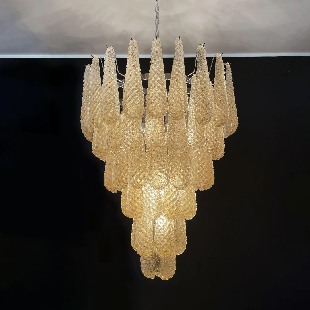 Vintage Amber Murano Glass Petals Drop Chandelier - Image 19