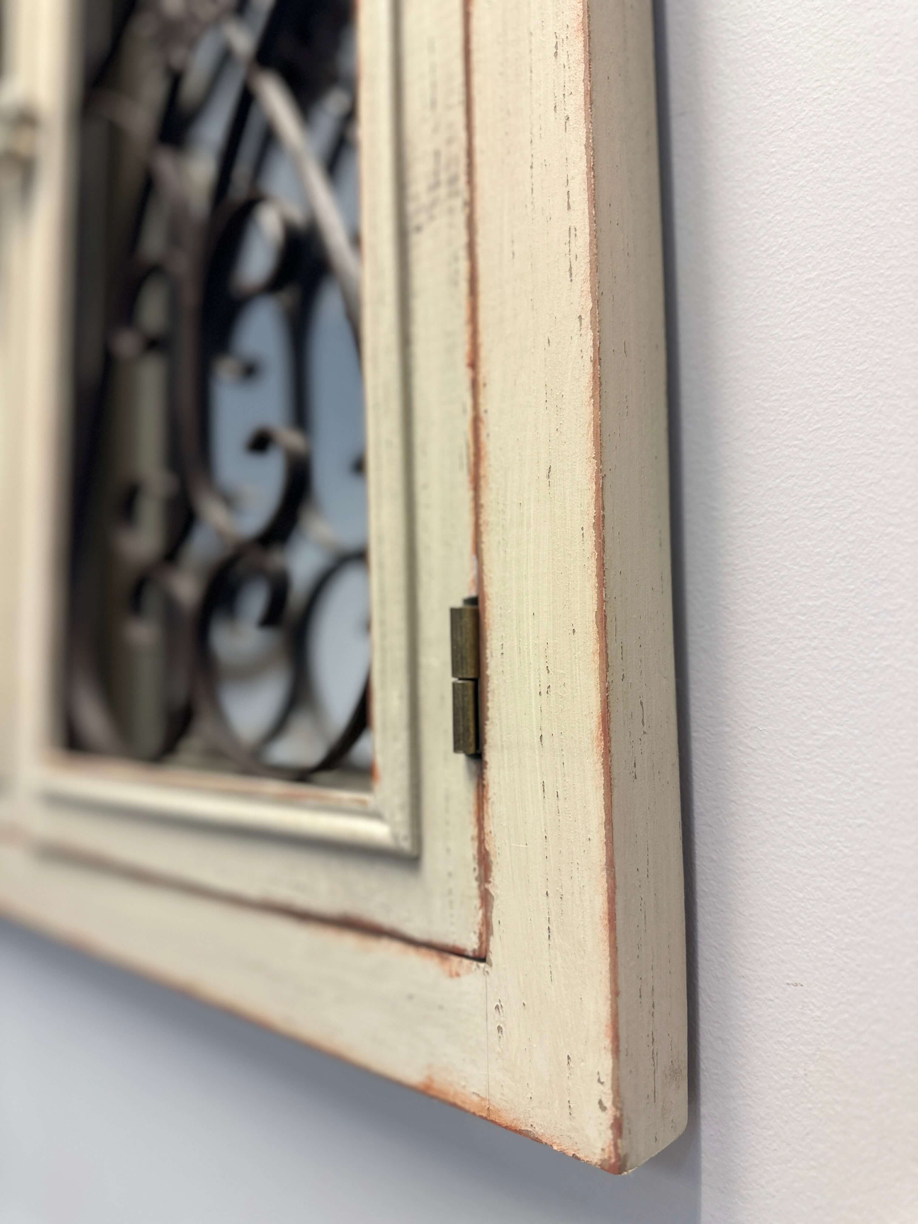 Vintage Arched Window Mirror in Antique White - Image 3