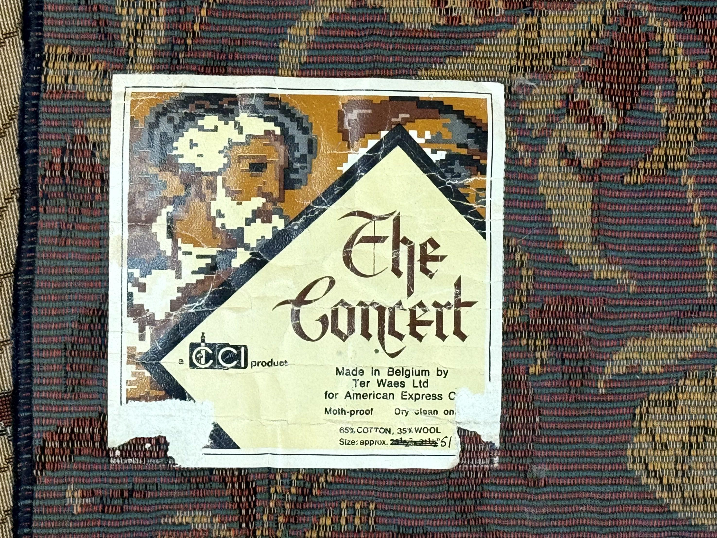 Vintage Belgium Tapestry 4x5, The Concet Musicians, Green - Image 11