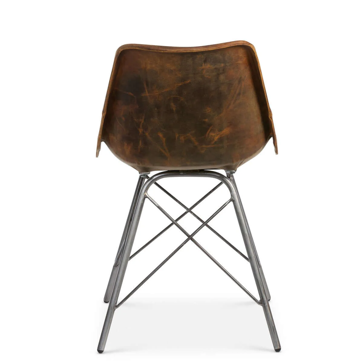 Vintage Industrial Desk Chair with Aged Leather and Metal Legs - Image 6