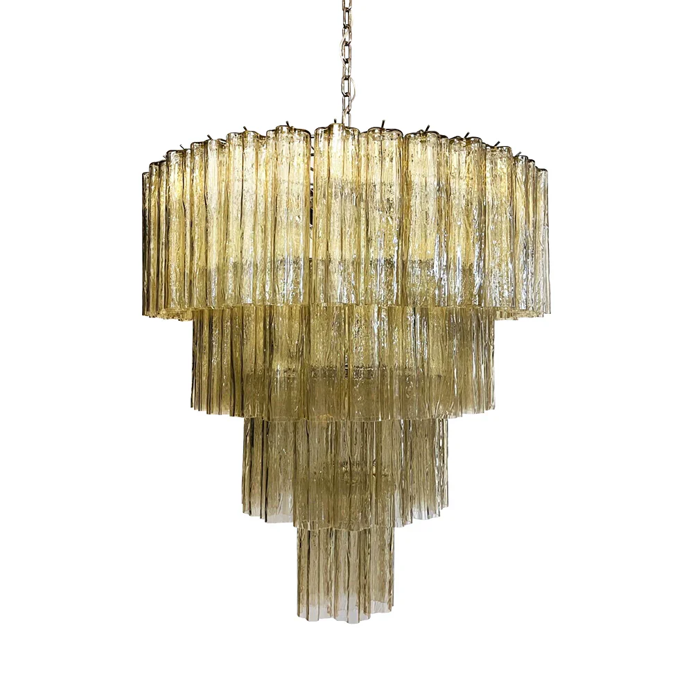 Star-Shaped Amber Glass Chandelier