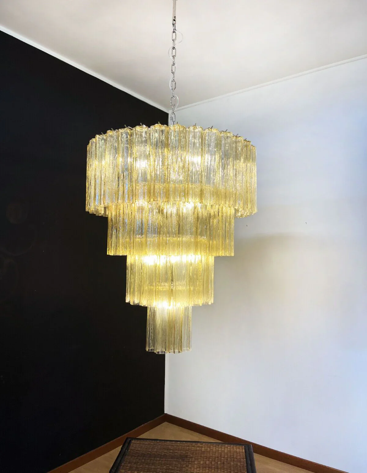 Star-Shaped Amber Glass Chandelier - Image 12