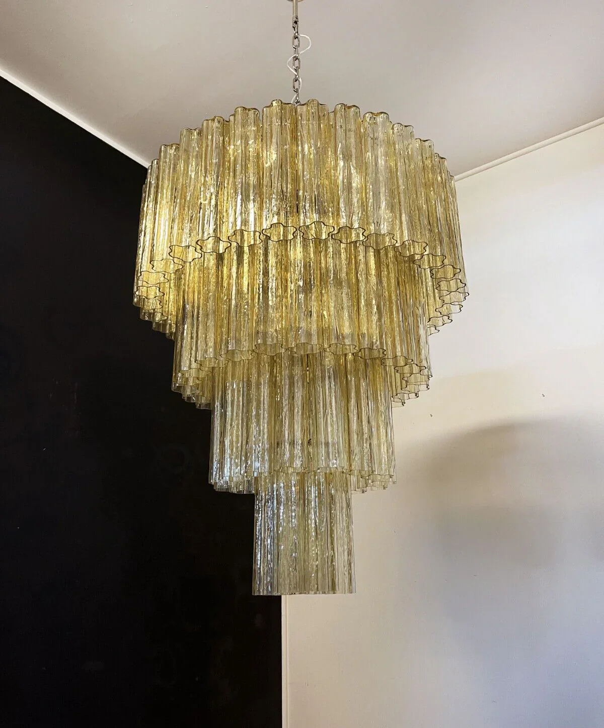 Star-Shaped Amber Glass Chandelier - Image 17
