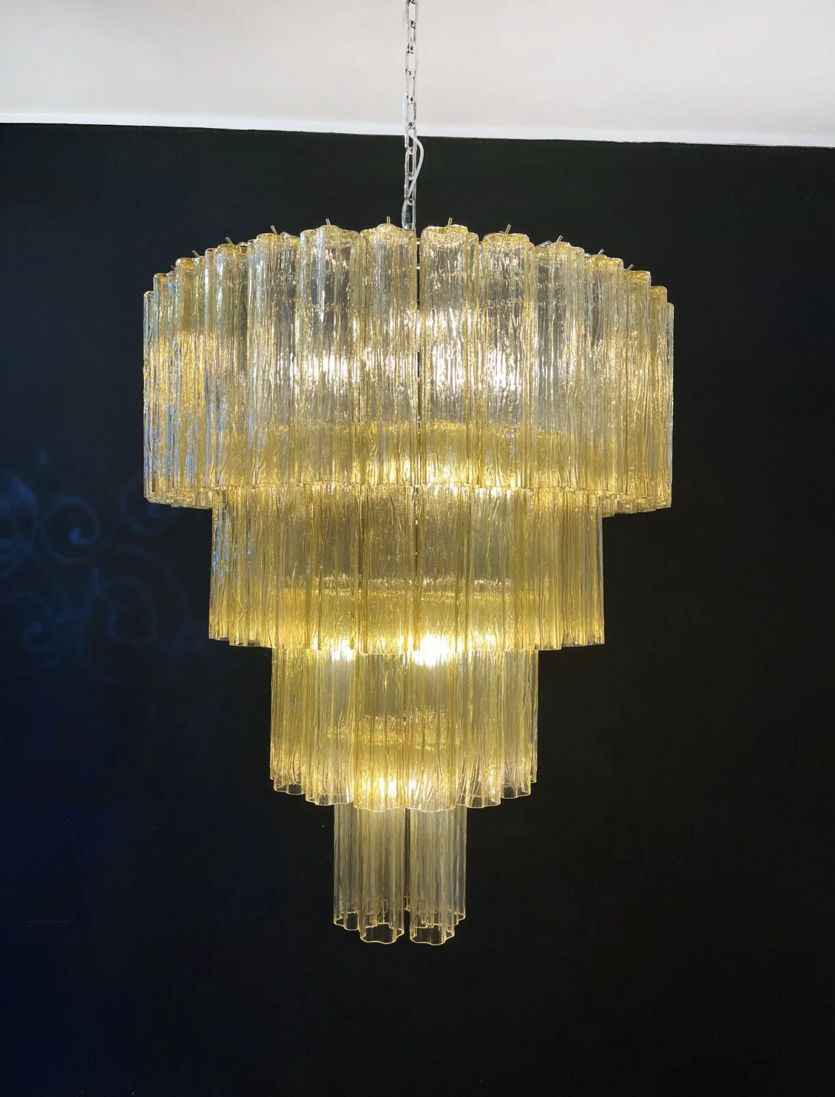 Star-Shaped Amber Glass Chandelier - Image 18