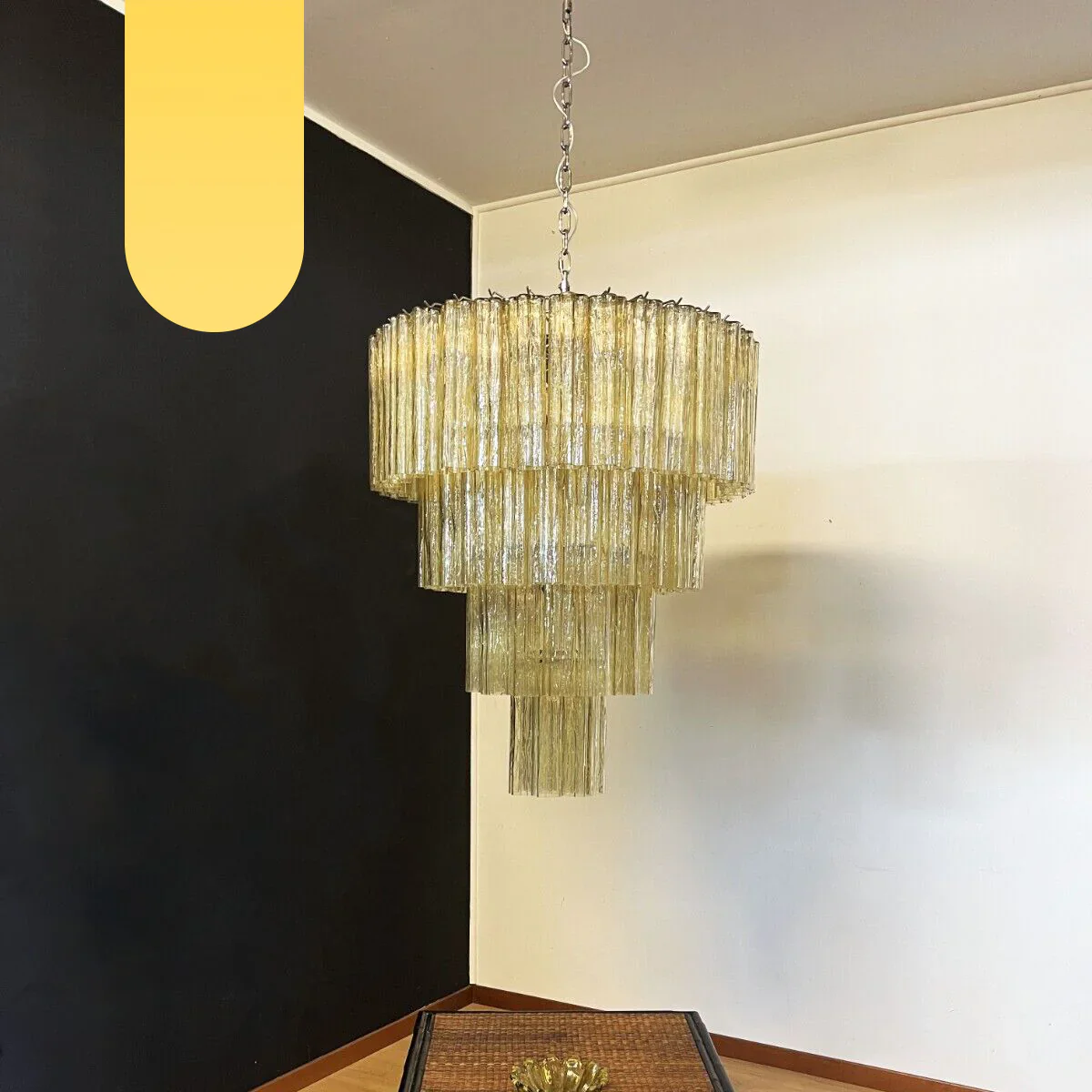 Star-Shaped Amber Glass Chandelier - Image 26