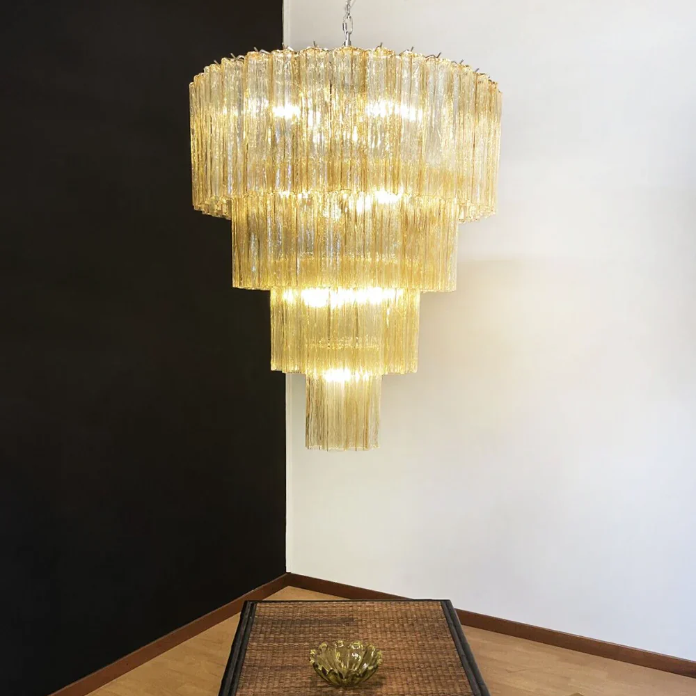 Star-Shaped Amber Glass Chandelier - Image 3