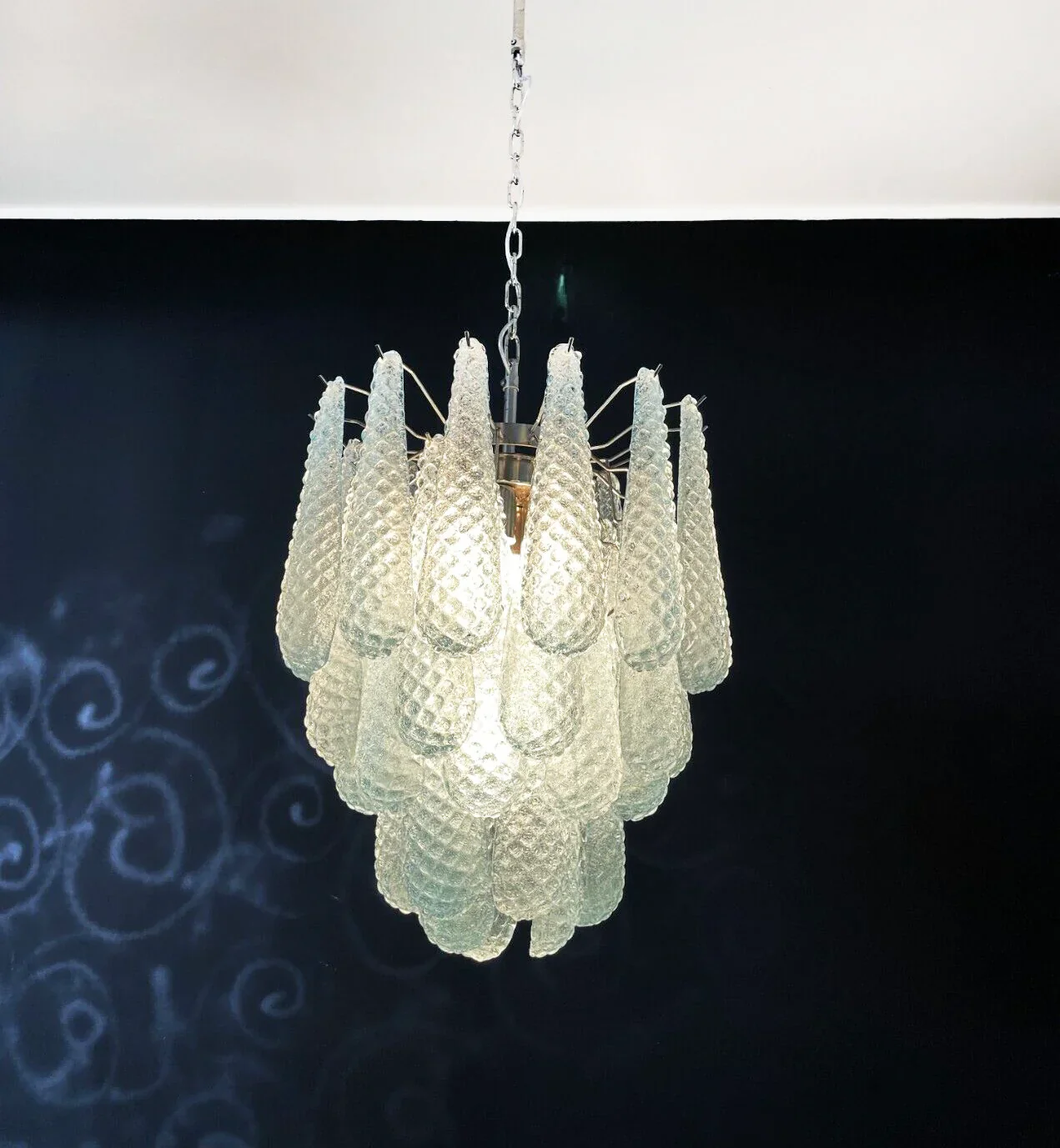 Vintage Murano Blue Glass Petals Chandelier - Image 8