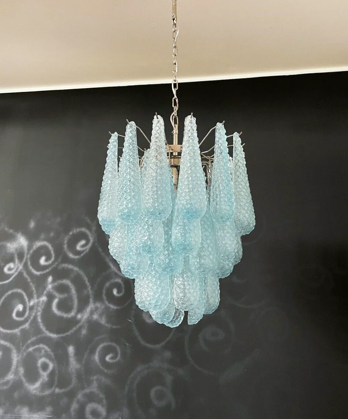 Vintage Murano Blue Glass Petals Chandelier - Image 9