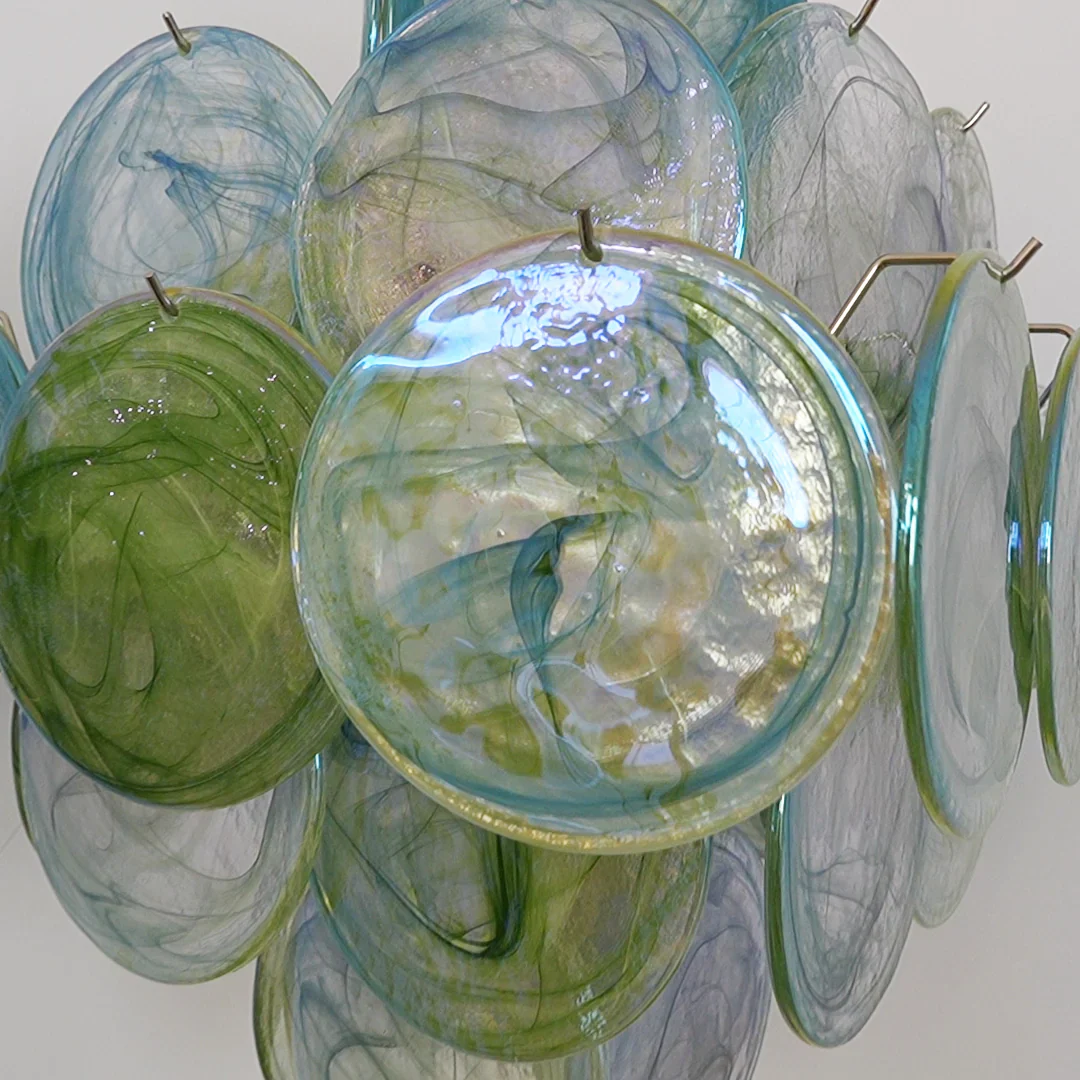 Vintage Murano Green Disks Chandelier - Image 14