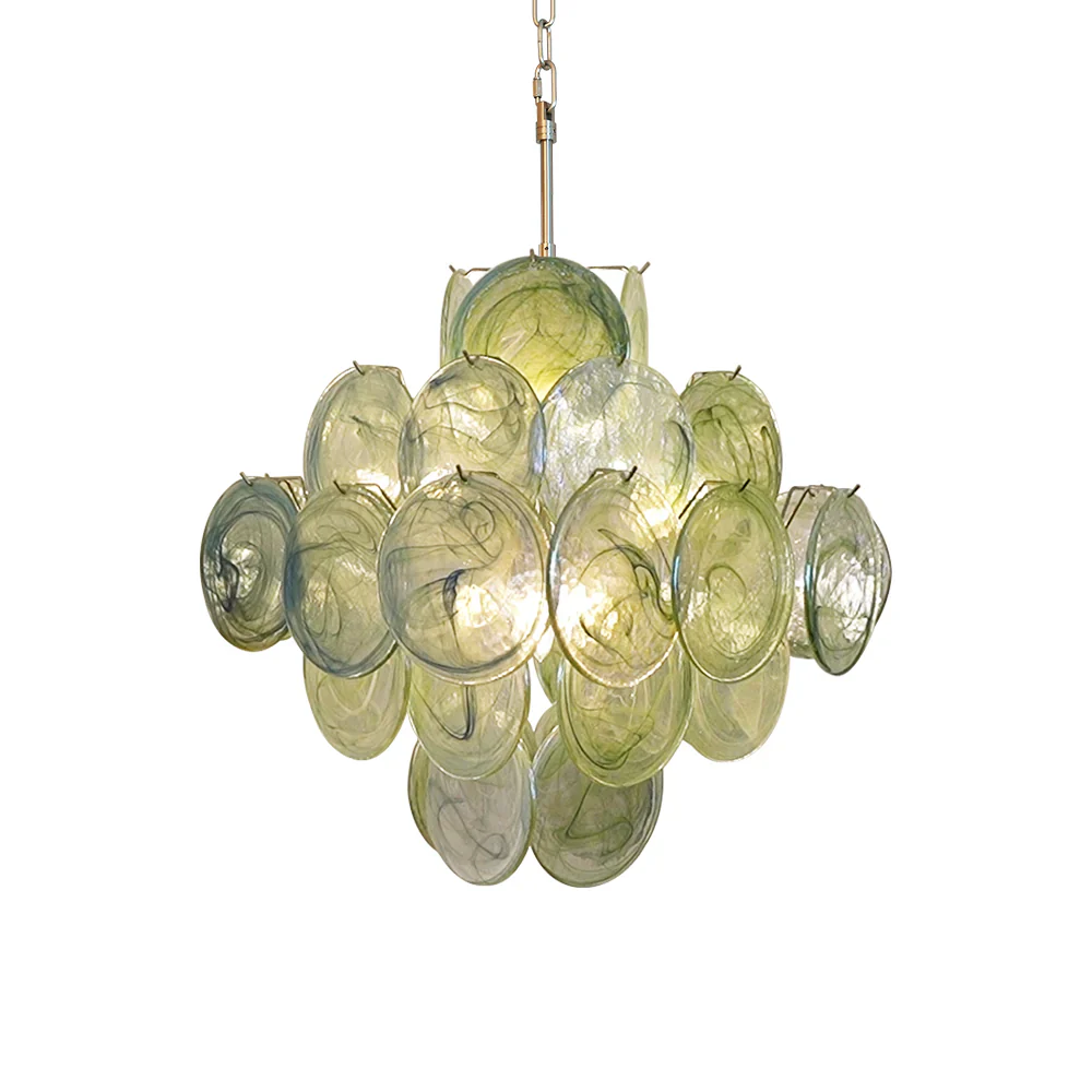 Vintage Murano Green Disks Chandelier - Image 16