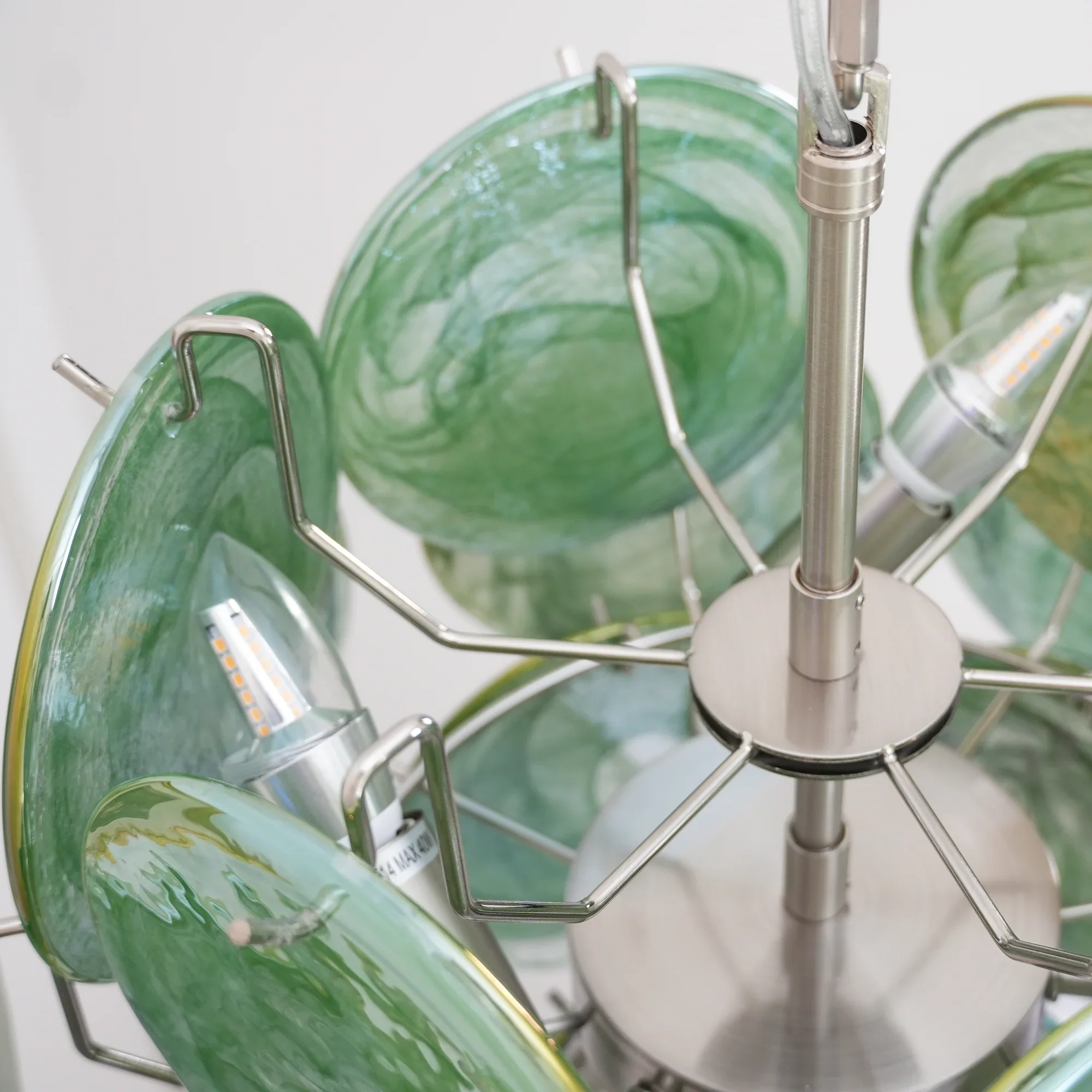 Vintage Murano Green Glass Disks Chandelier - Image 23